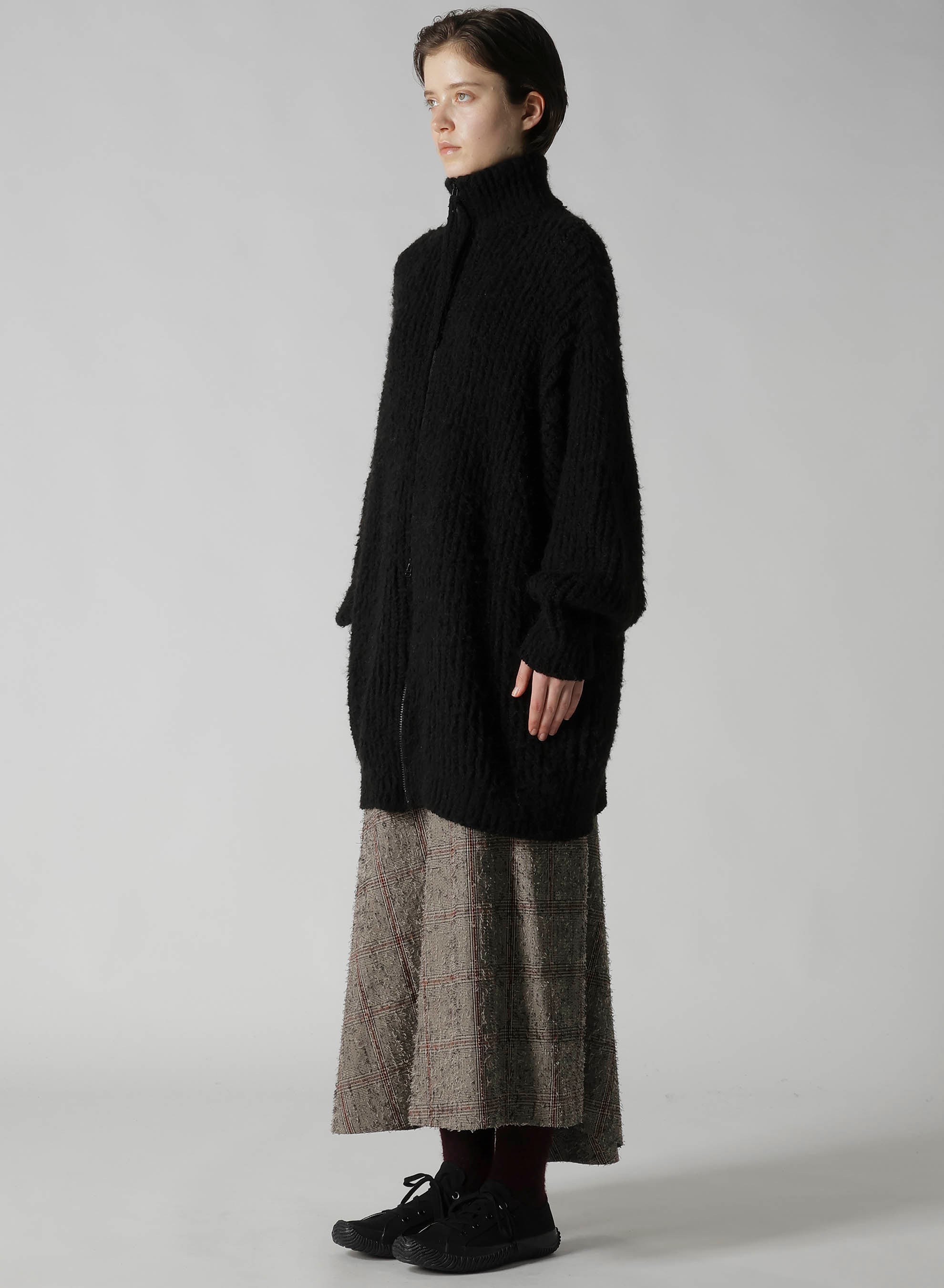 FLEECE RAISED ZIP-UP CARDIGAN