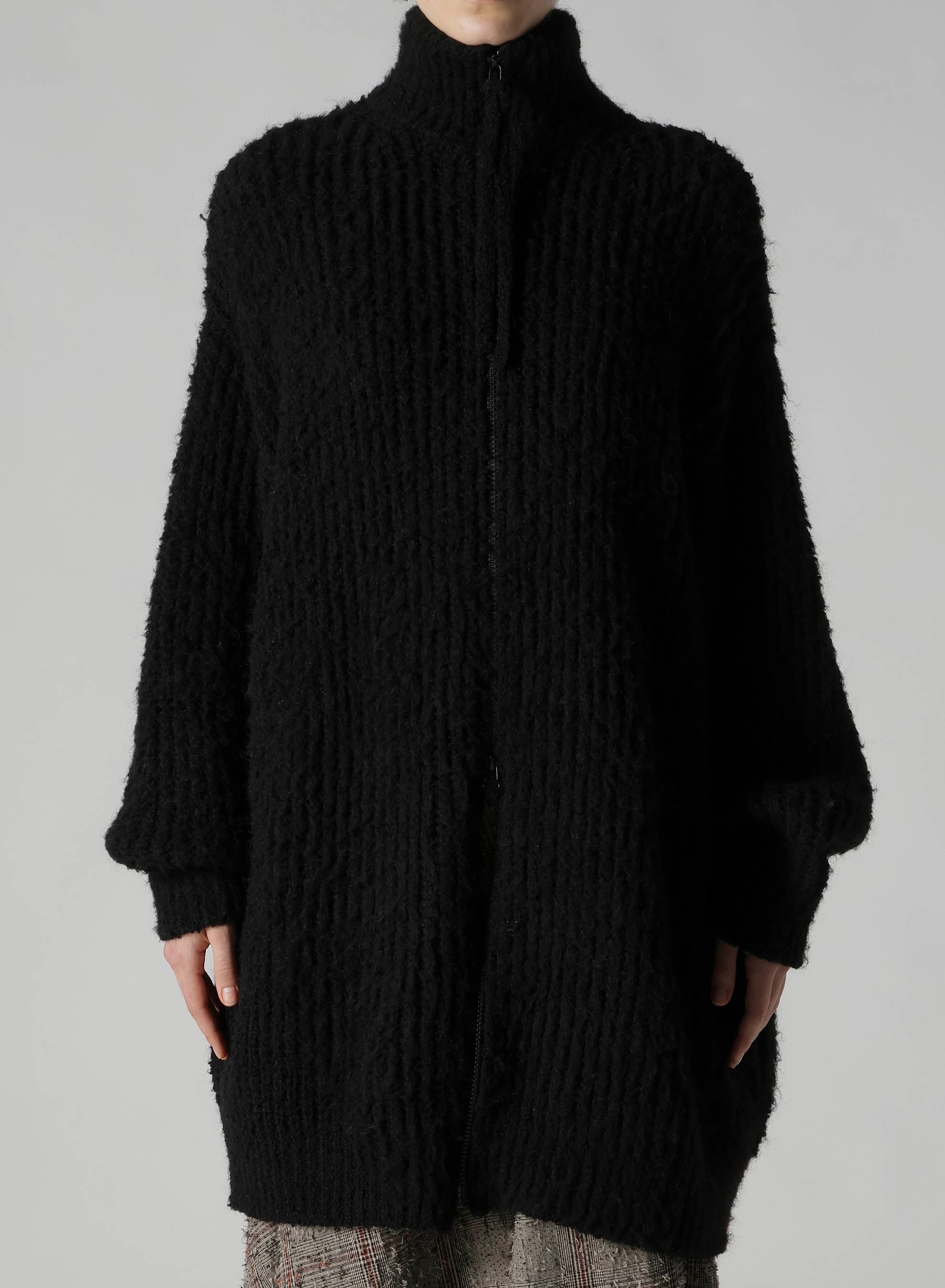 FLEECE RAISED ZIP-UP CARDIGAN