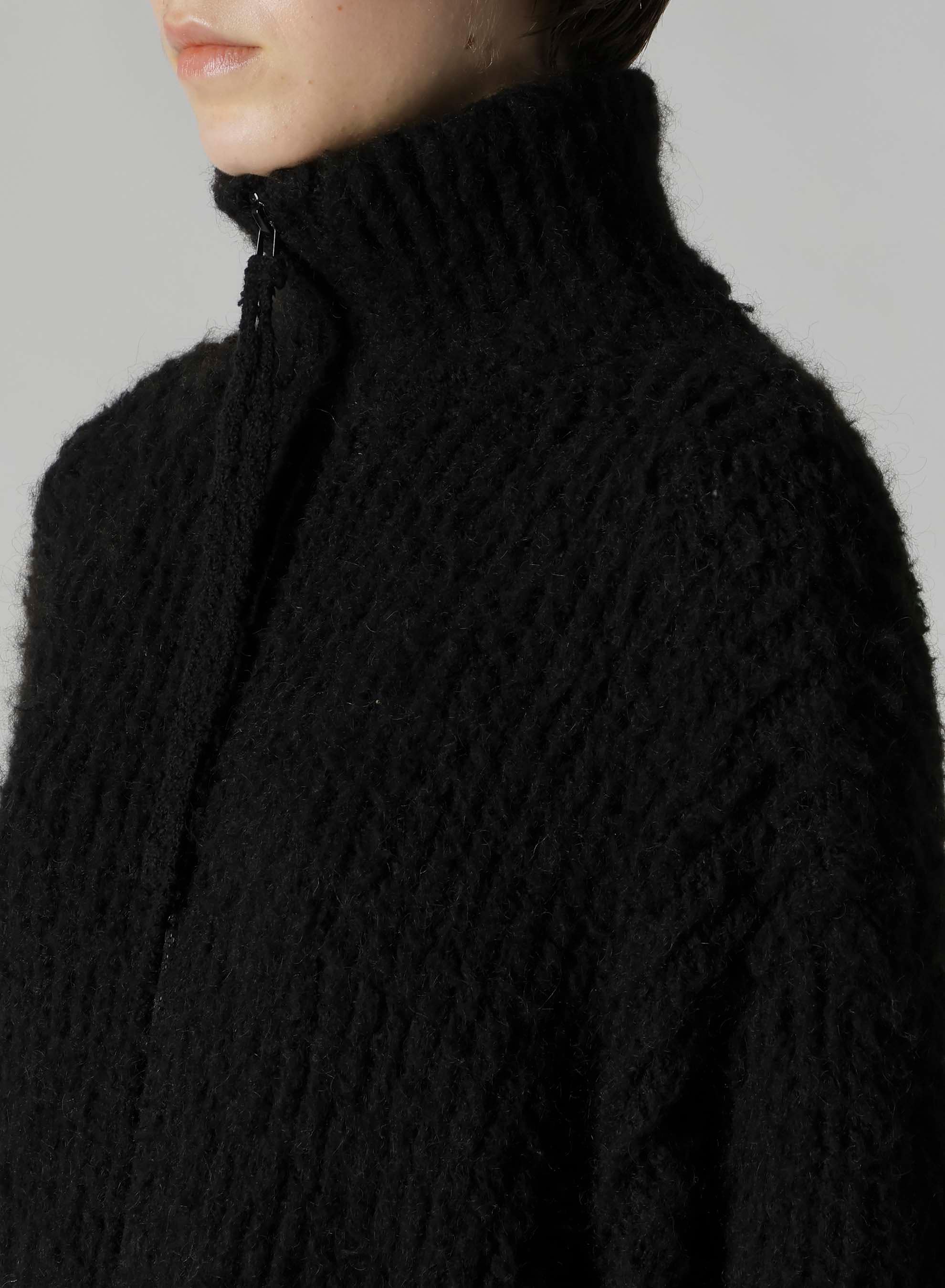 FLEECE RAISED ZIP-UP CARDIGAN