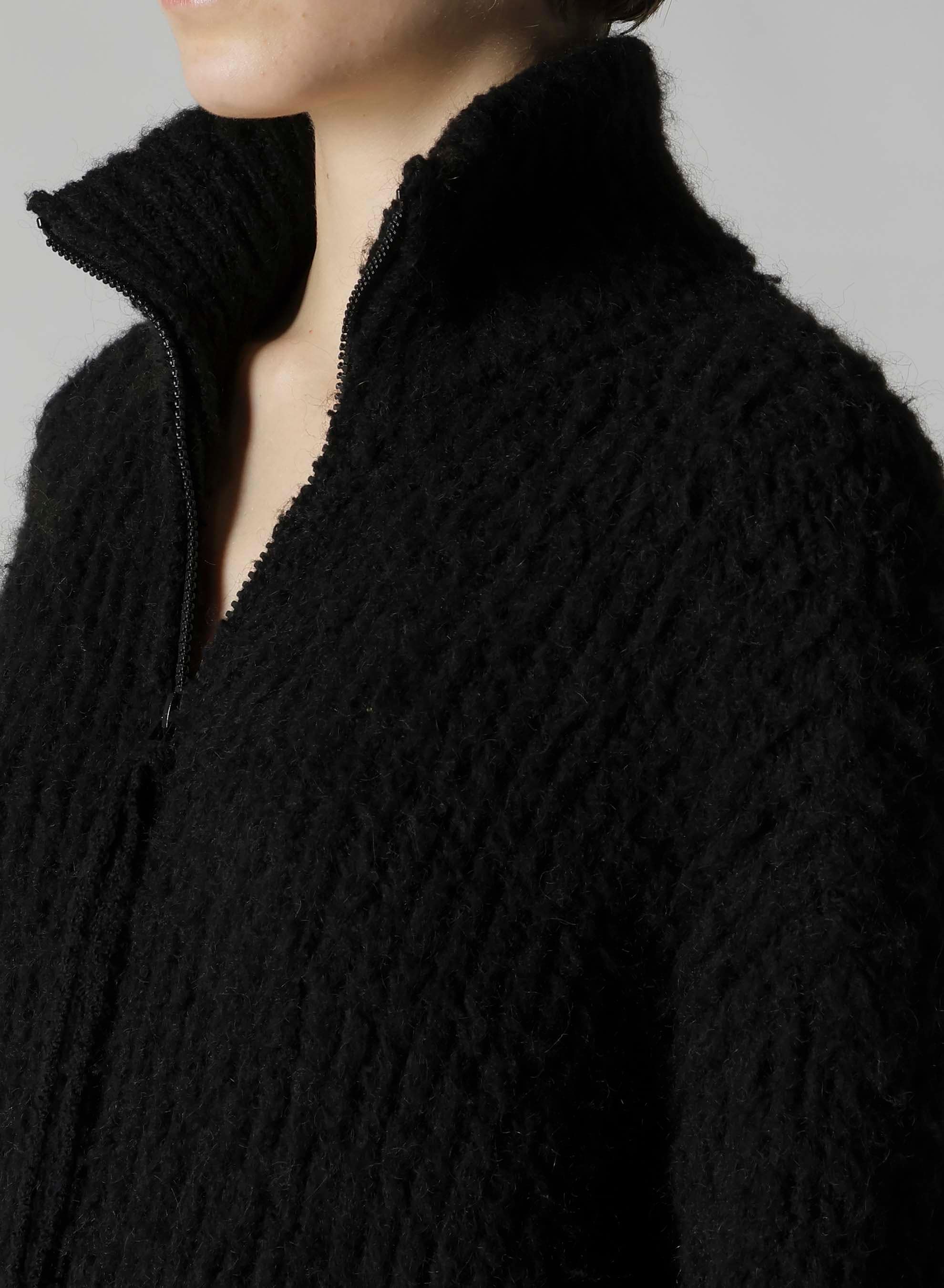 FLEECE RAISED ZIP-UP CARDIGAN