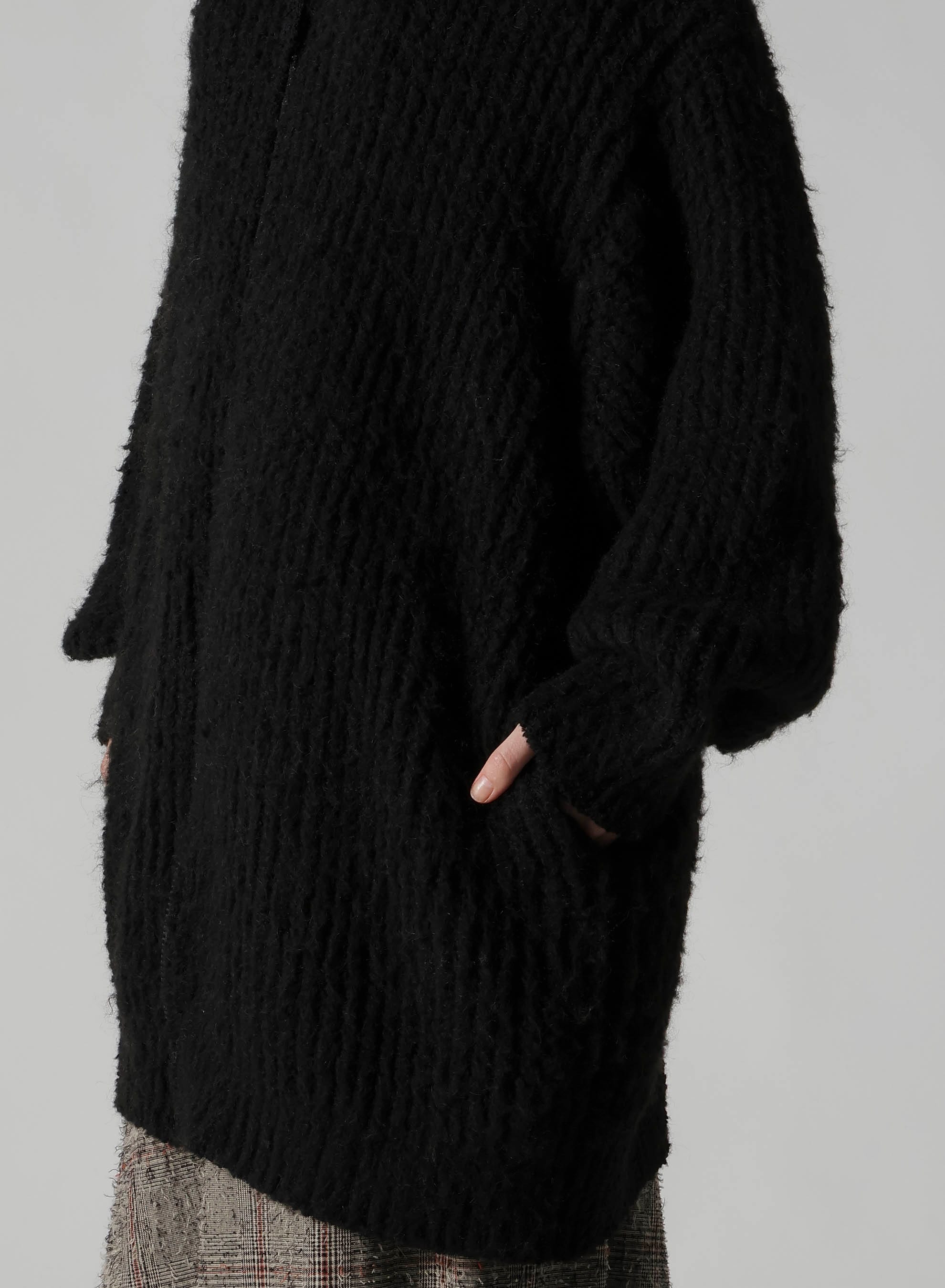 FLEECE RAISED ZIP-UP CARDIGAN
