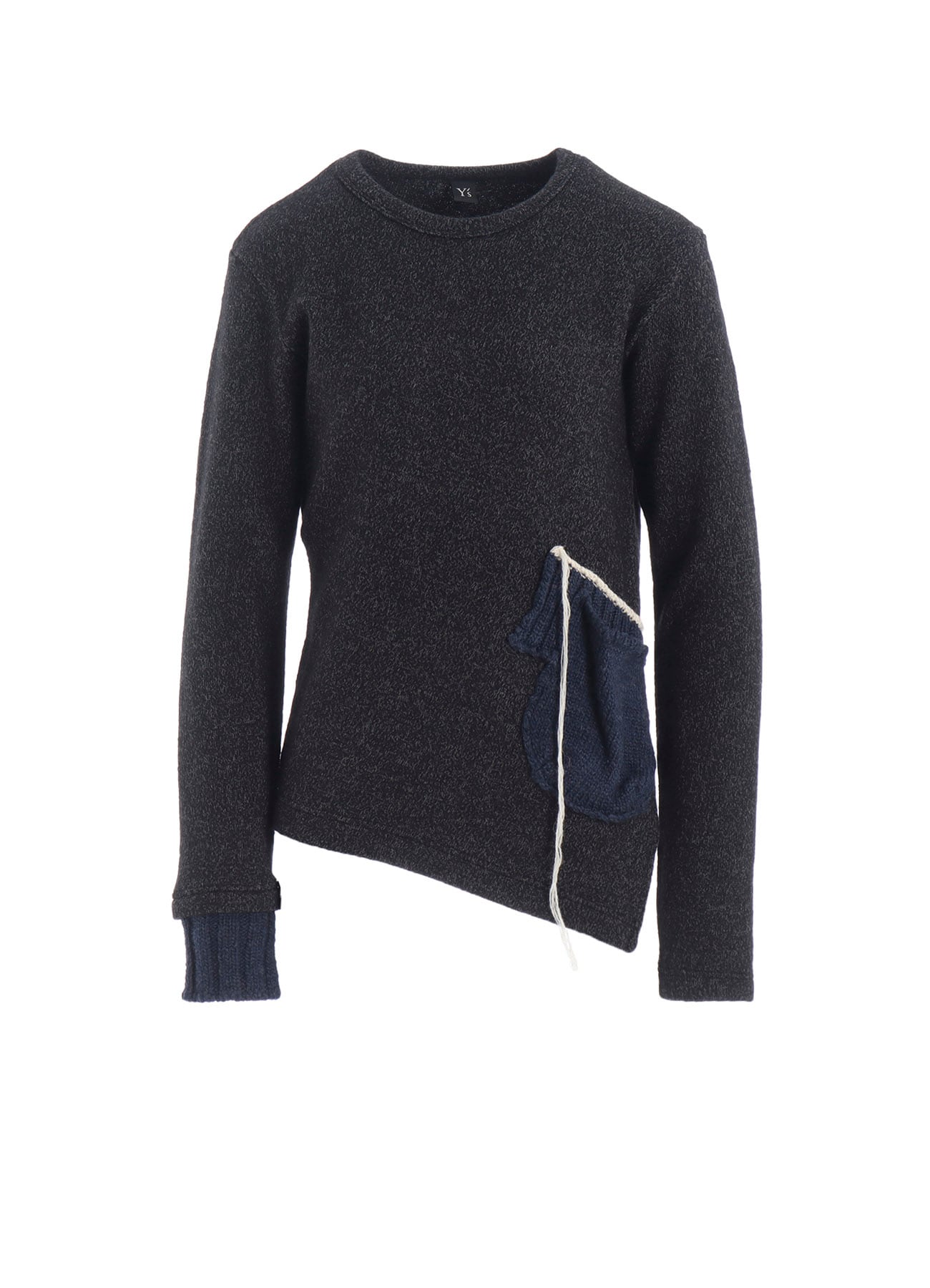 KNIT CONBINATION ASSYMETRIC PULLOVER