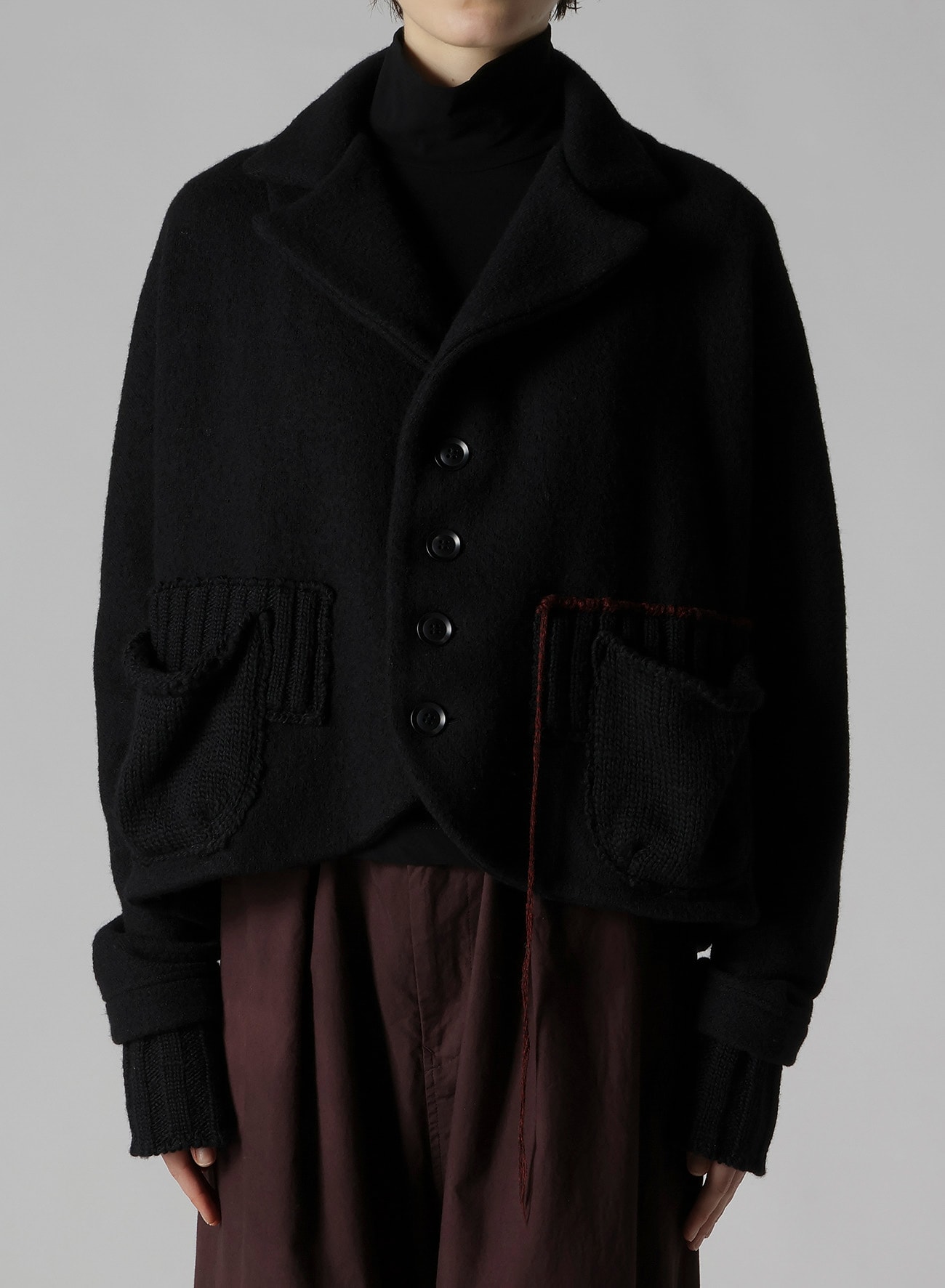 KNIT CONBINATION SHORT JACKET