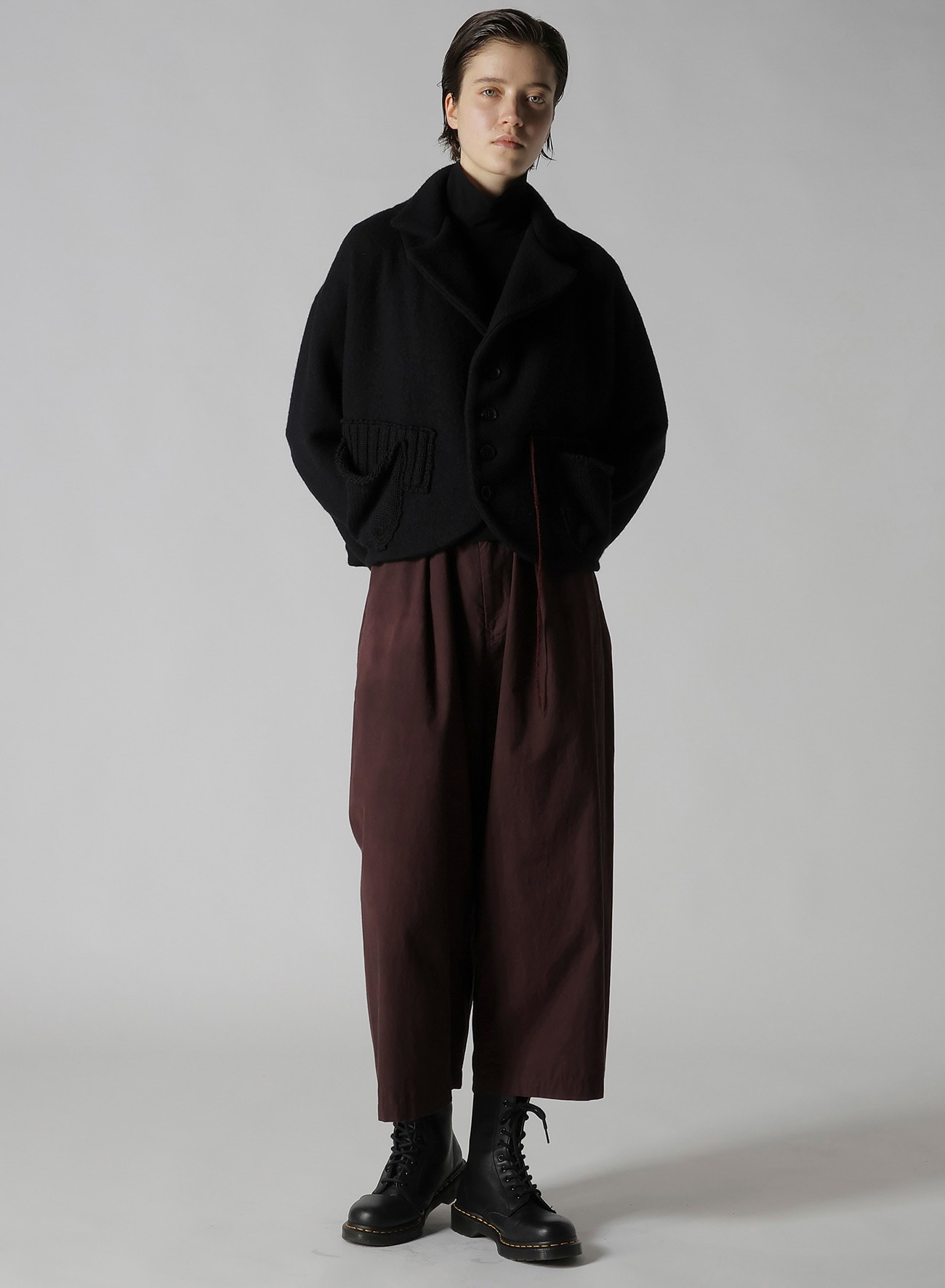 KNIT CONBINATION SHORT JACKET