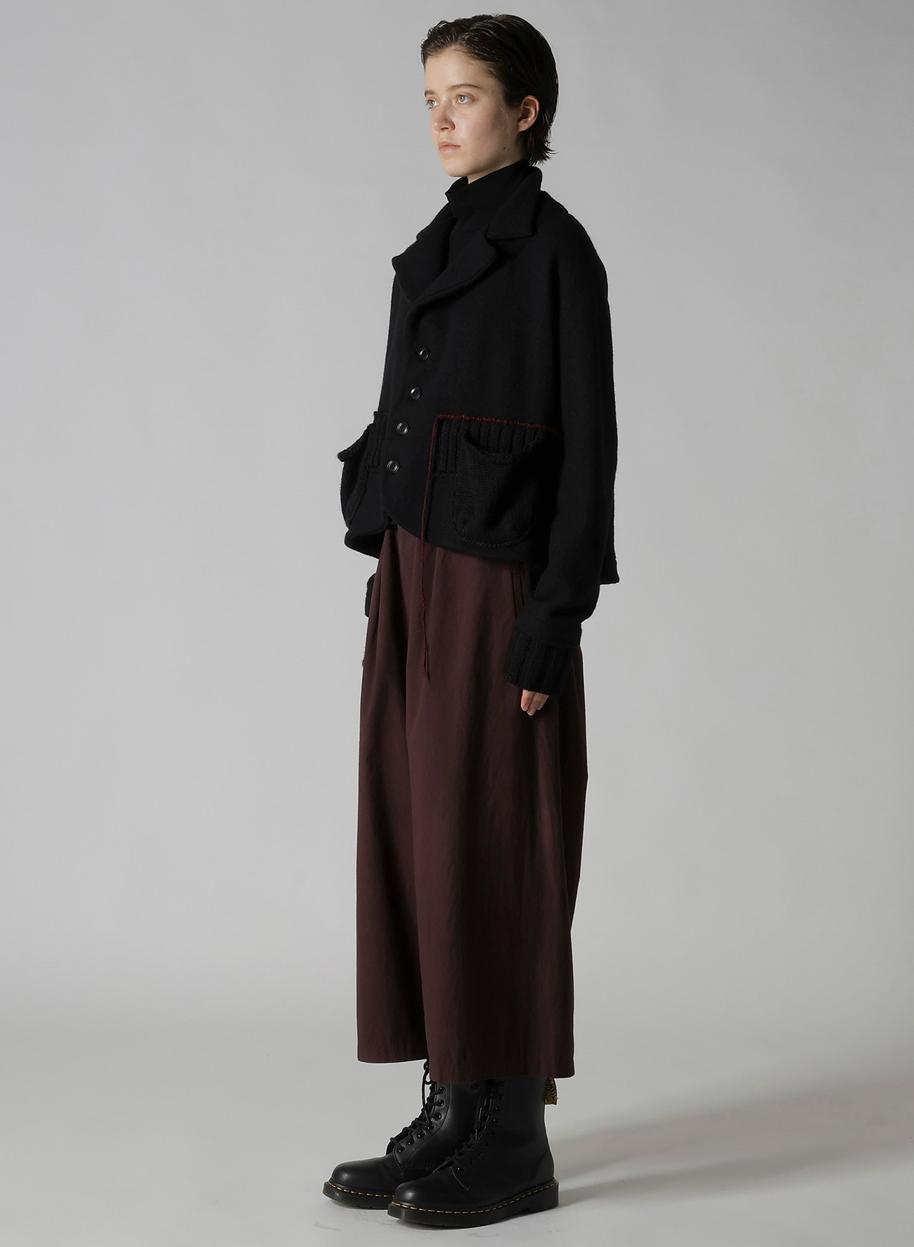 KNIT CONBINATION SHORT JACKET