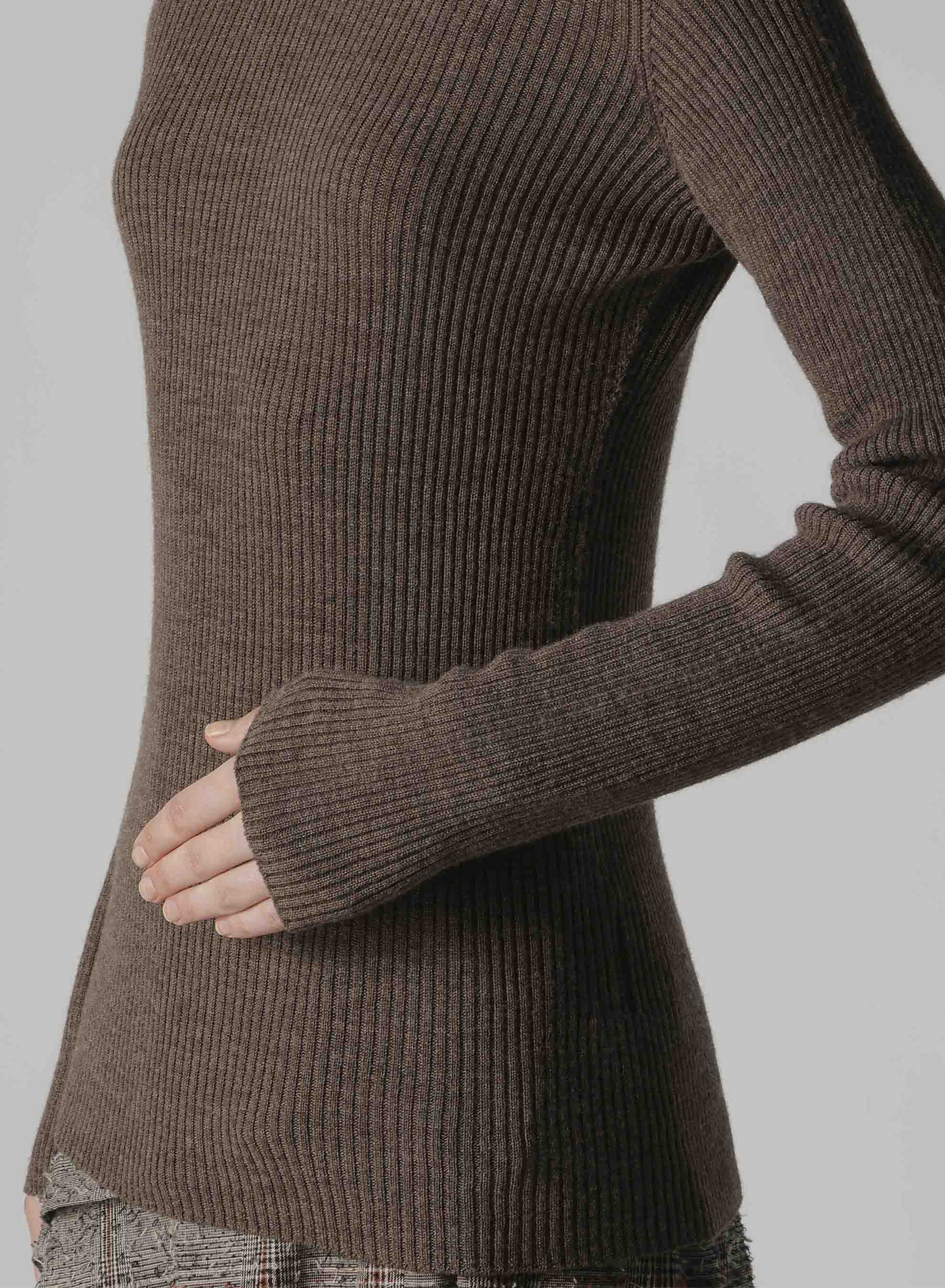 DOUBLE HIGH NECK RIB PULLOVER