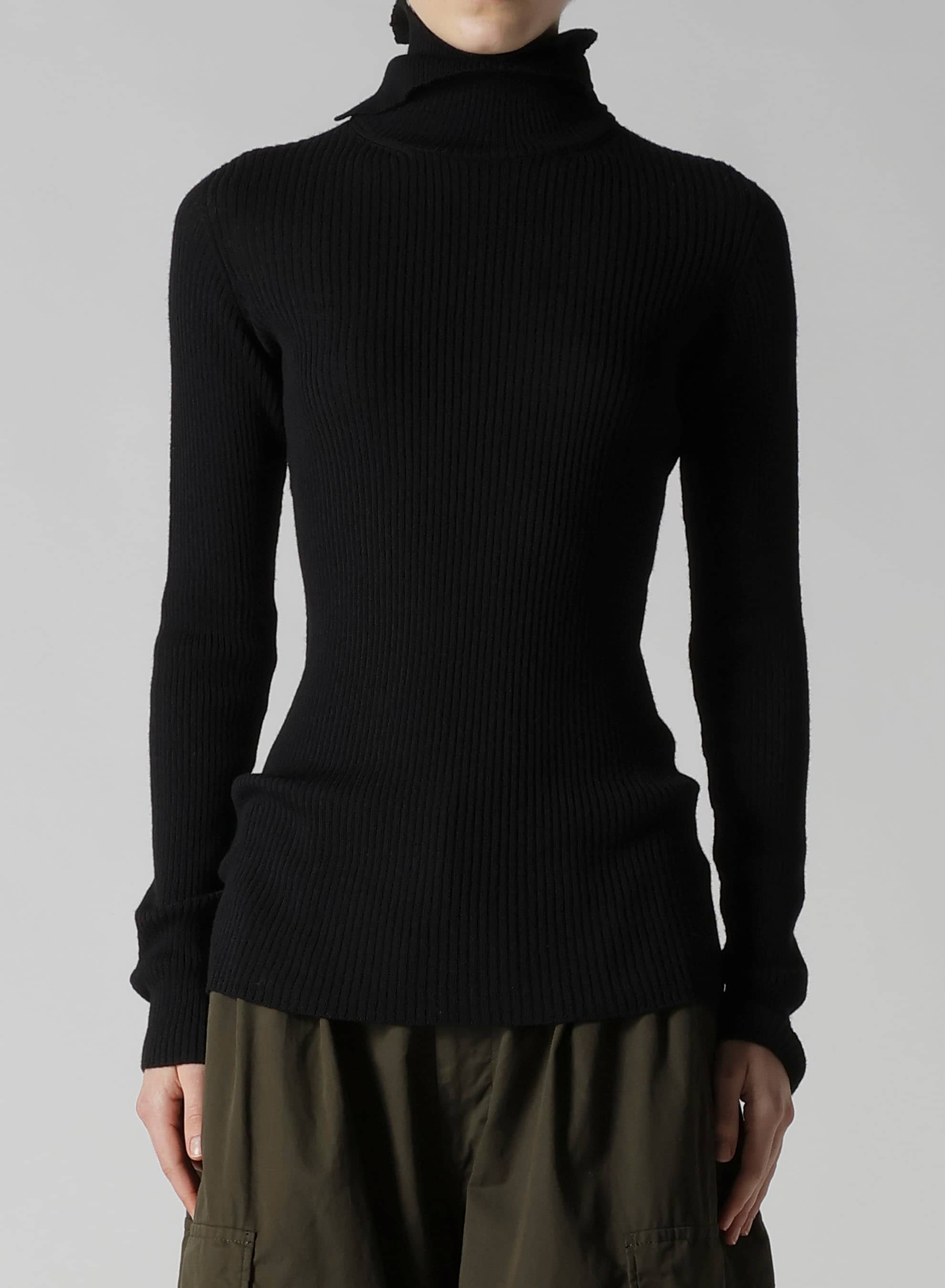 DOUBLE HIGH NECK RIB PULLOVER