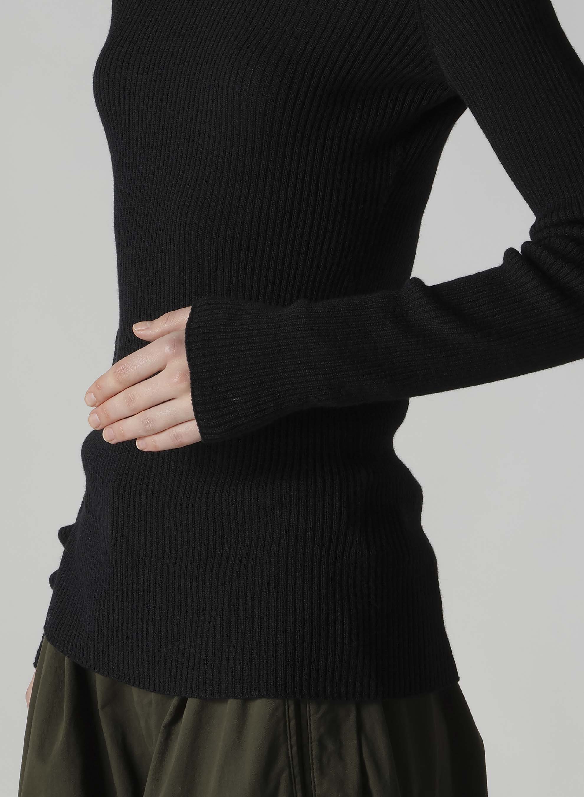 DOUBLE HIGH NECK RIB PULLOVER