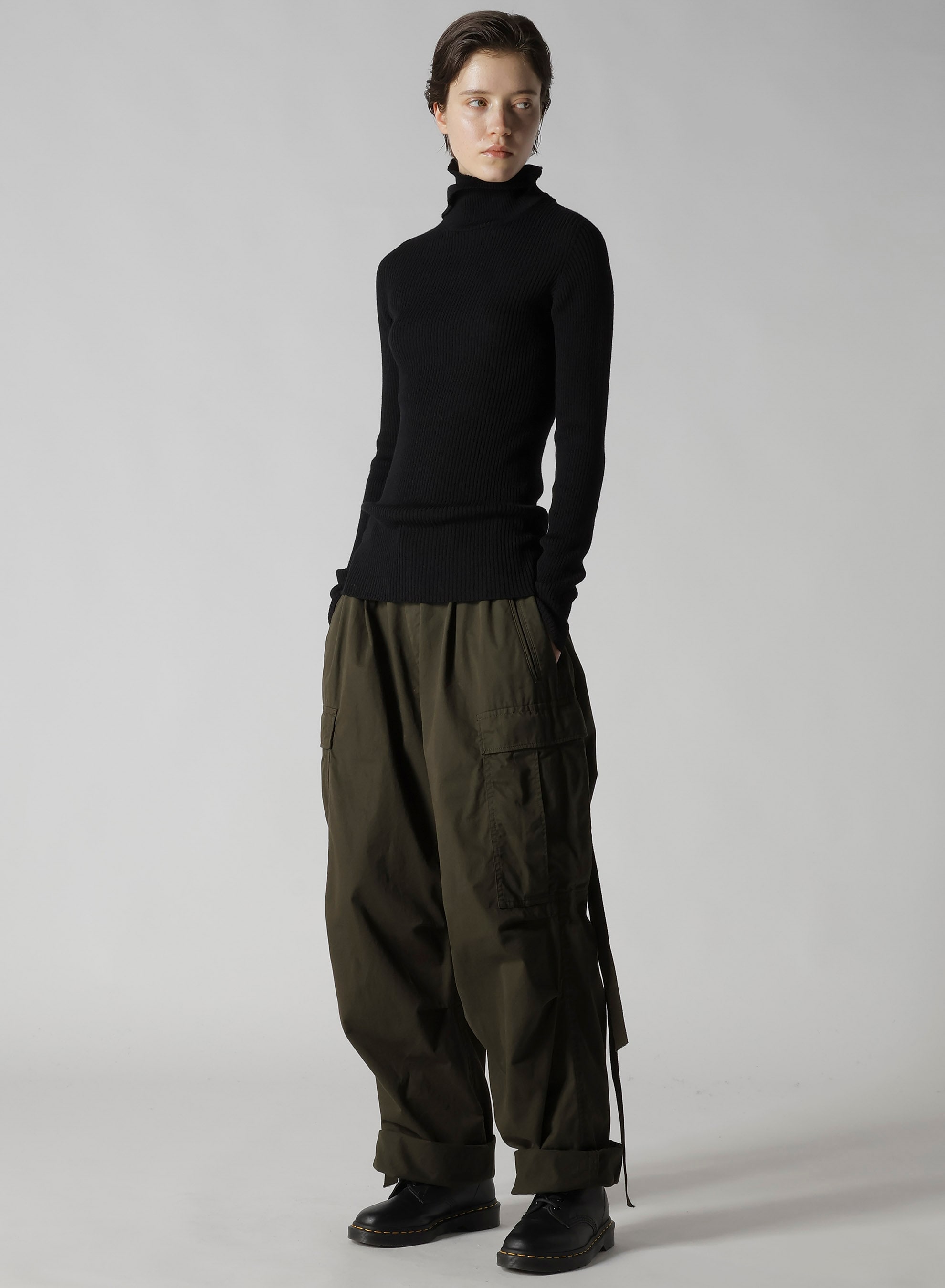 DOUBLE HIGH NECK RIB PULLOVER