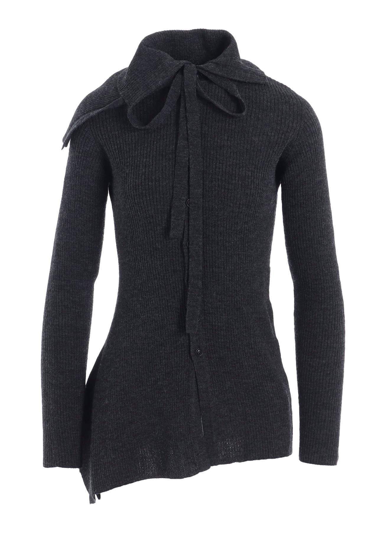 DOUBLE COLLAR ASSYMETRIC CARDIGAN