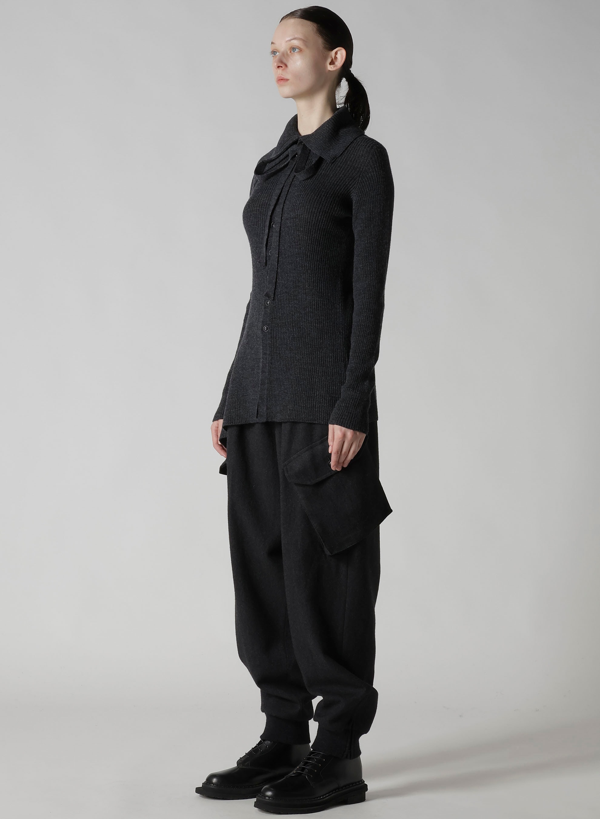 DOUBLE COLLAR ASSYMETRIC CARDIGAN