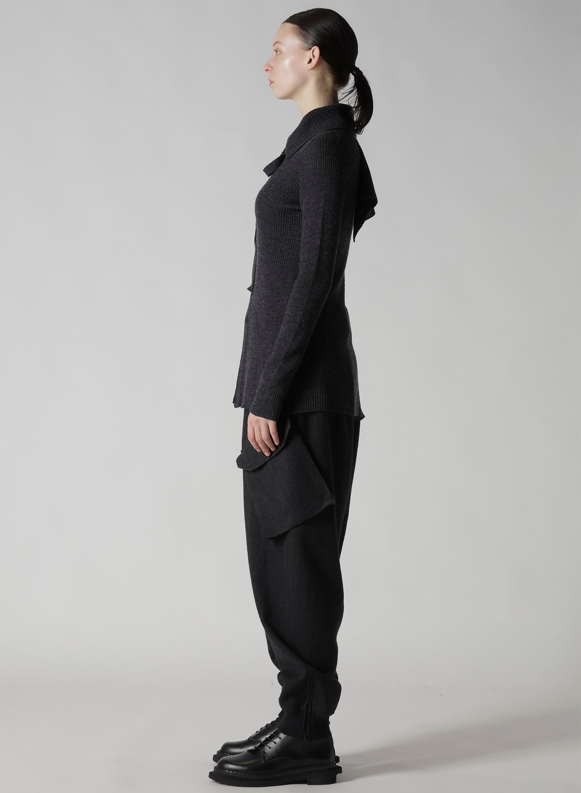 DOUBLE COLLAR ASSYMETRIC CARDIGAN