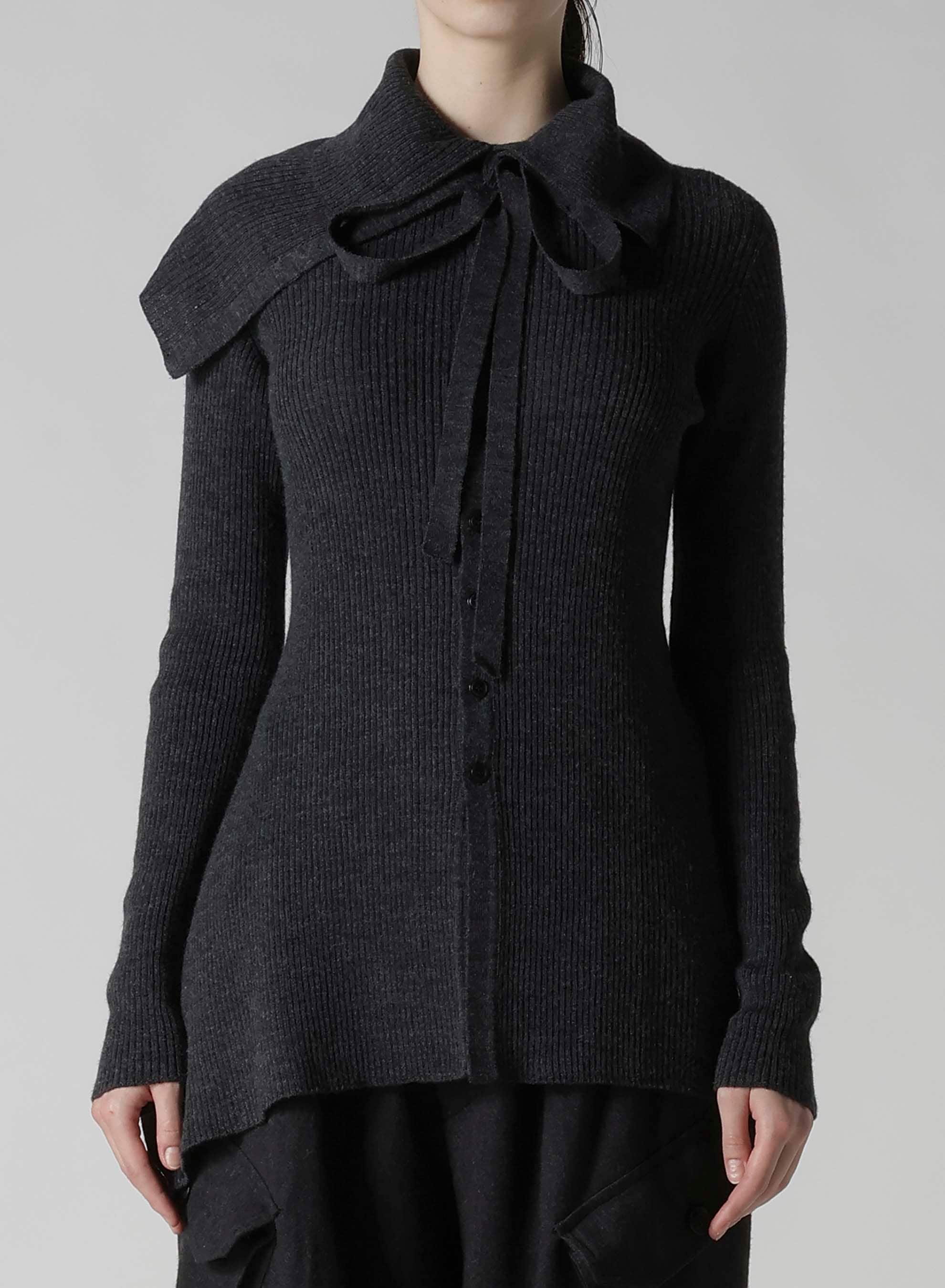 DOUBLE COLLAR ASSYMETRIC CARDIGAN