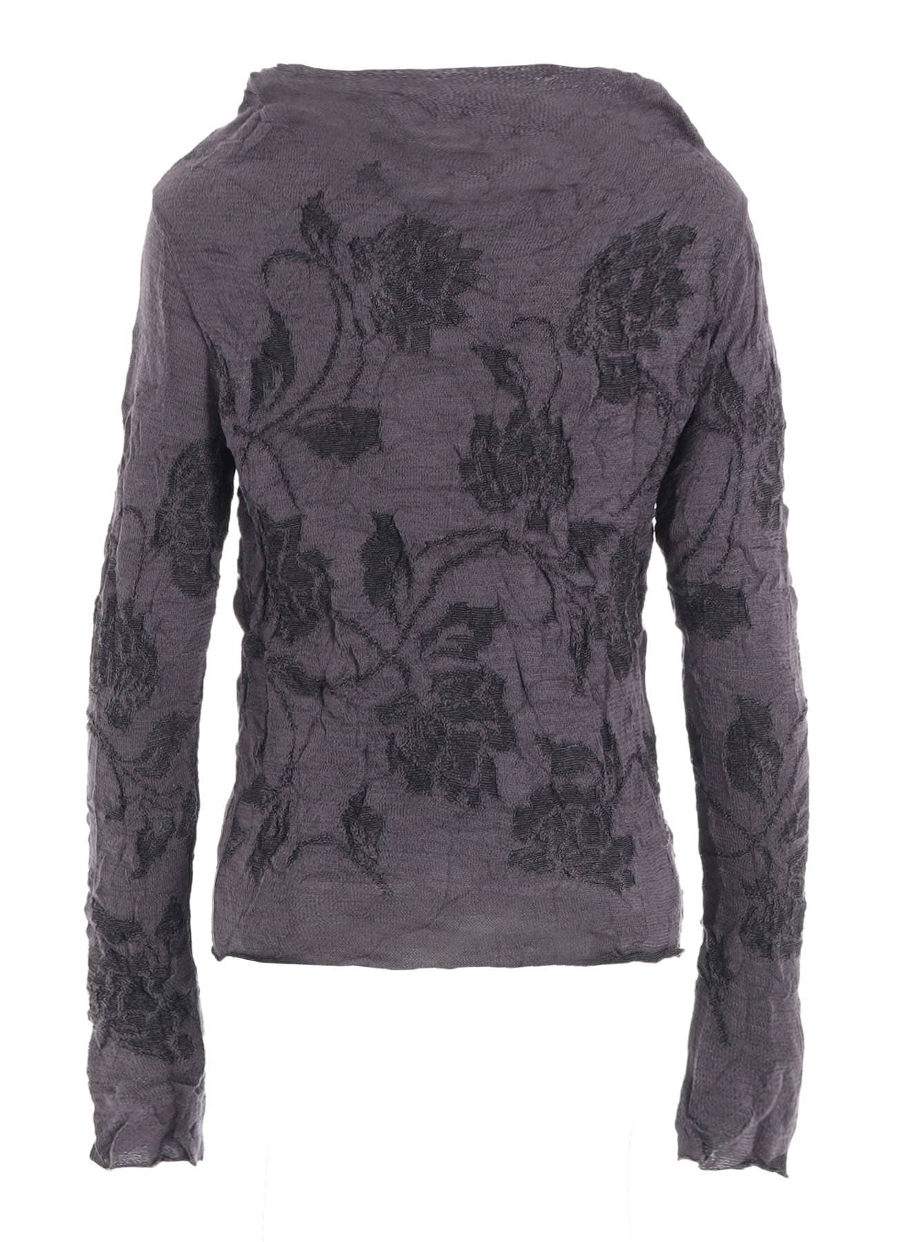 BIG FLOWER WRINKLED KNIT PULLOVER