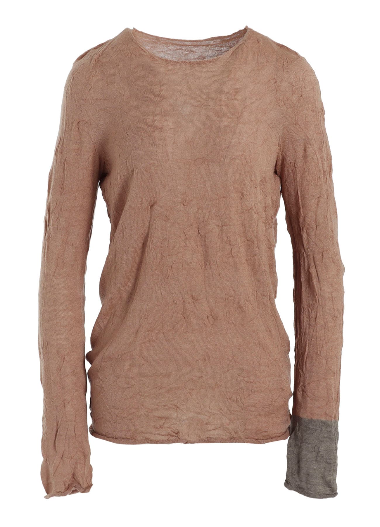 ROUND NECK WRINKLED LONG SLEEVE PULLOVER(S Pink): Y's｜THE