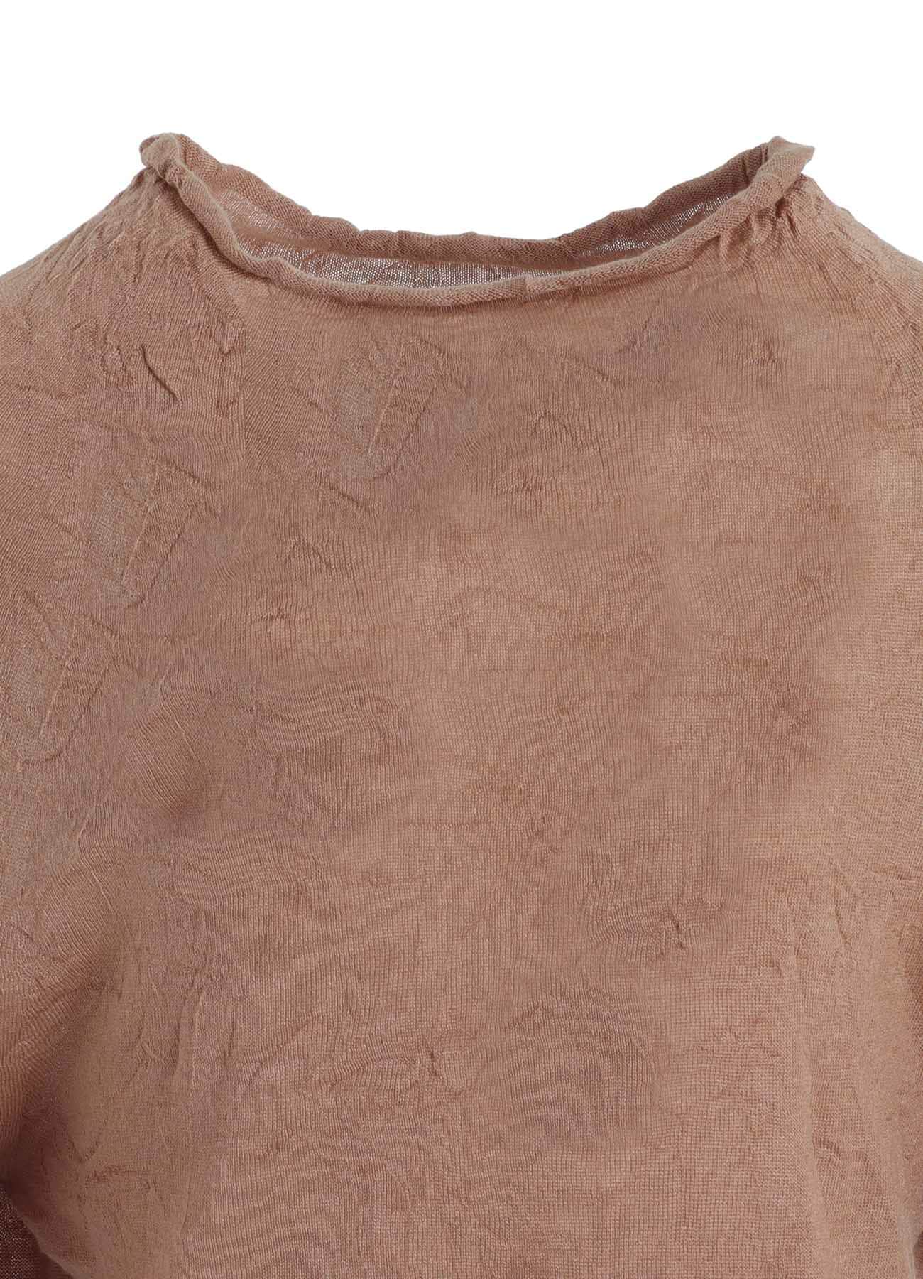 OFF NECK WRINKLED LONG SLEEVE PULLOVER(S Pink): Y's｜THE