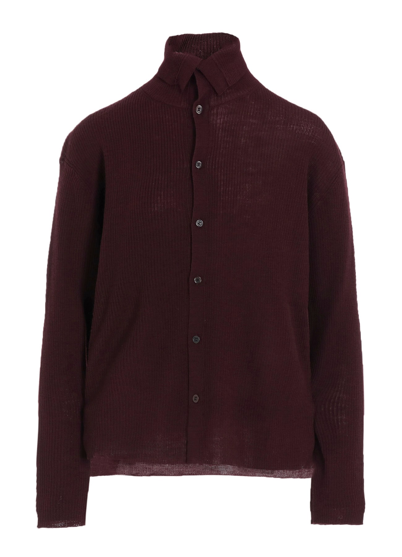 RIB HIGH NECK KNIT CARDIGAN