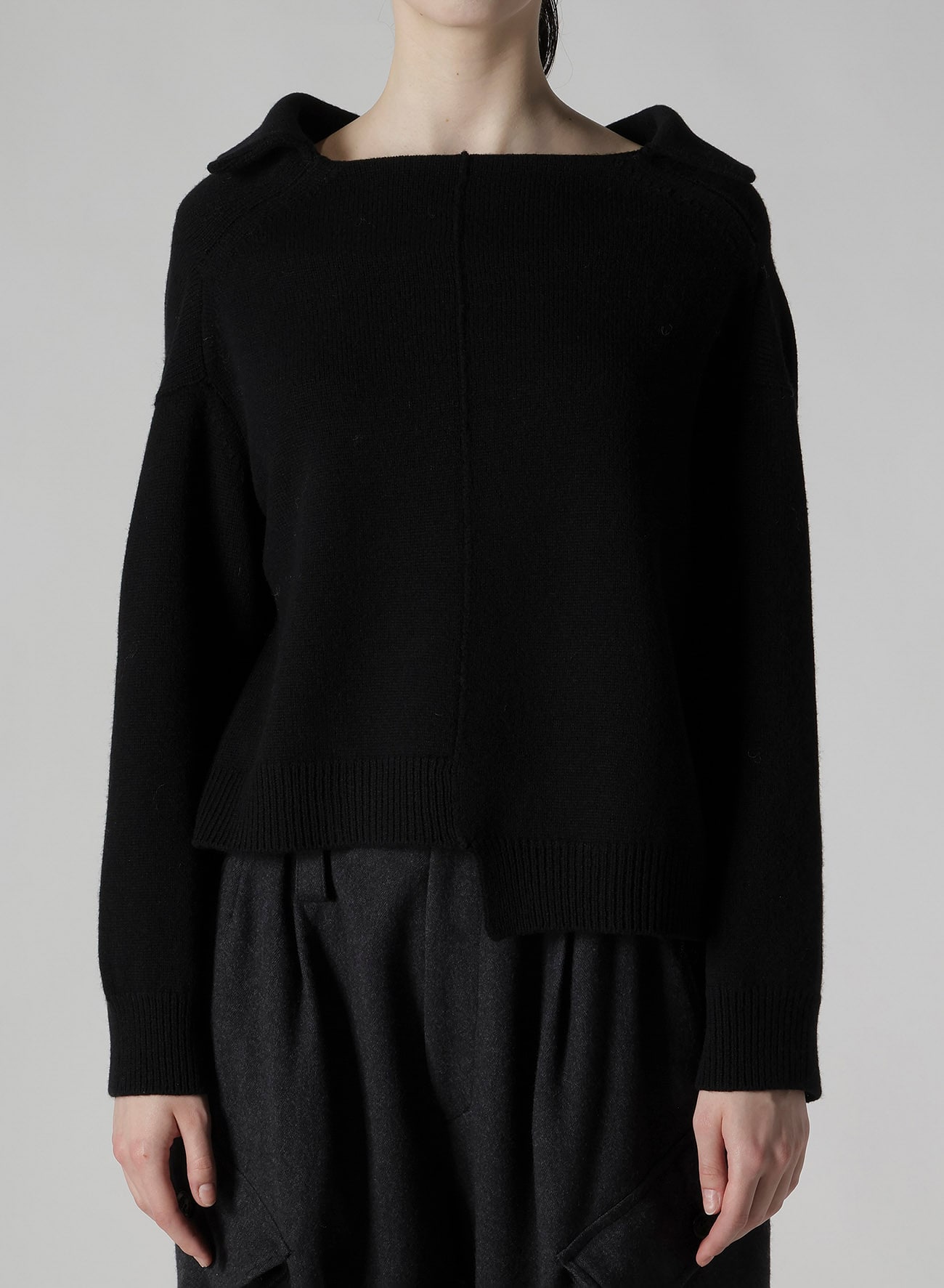 WOOL JERSEY ASYMMETRIC PULLOVER