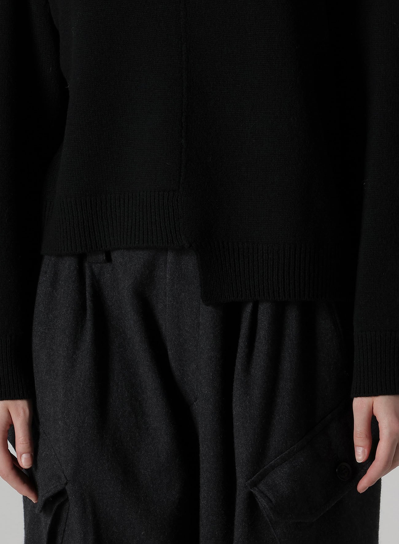 WOOL JERSEY ASYMMETRIC PULLOVER