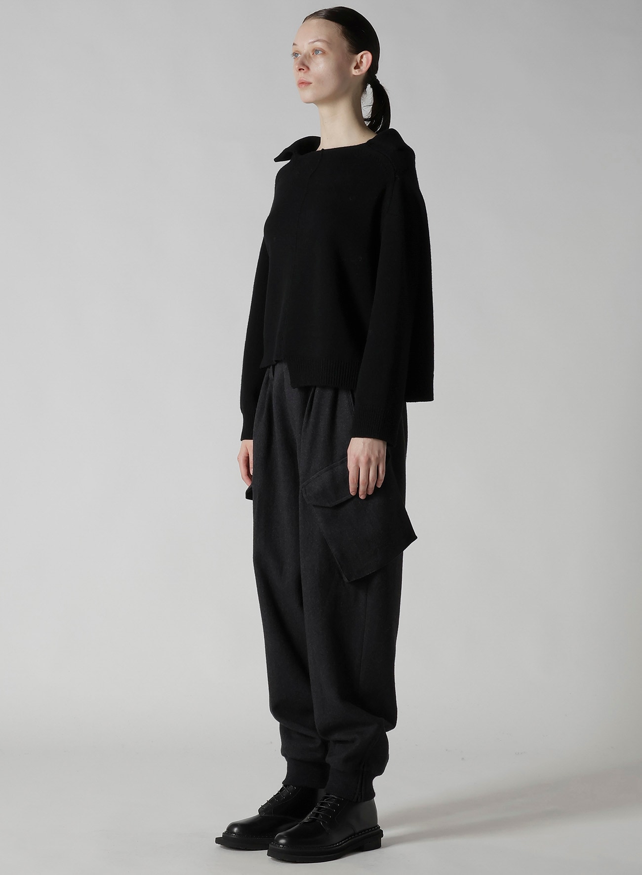 WOOL JERSEY ASYMMETRIC PULLOVER