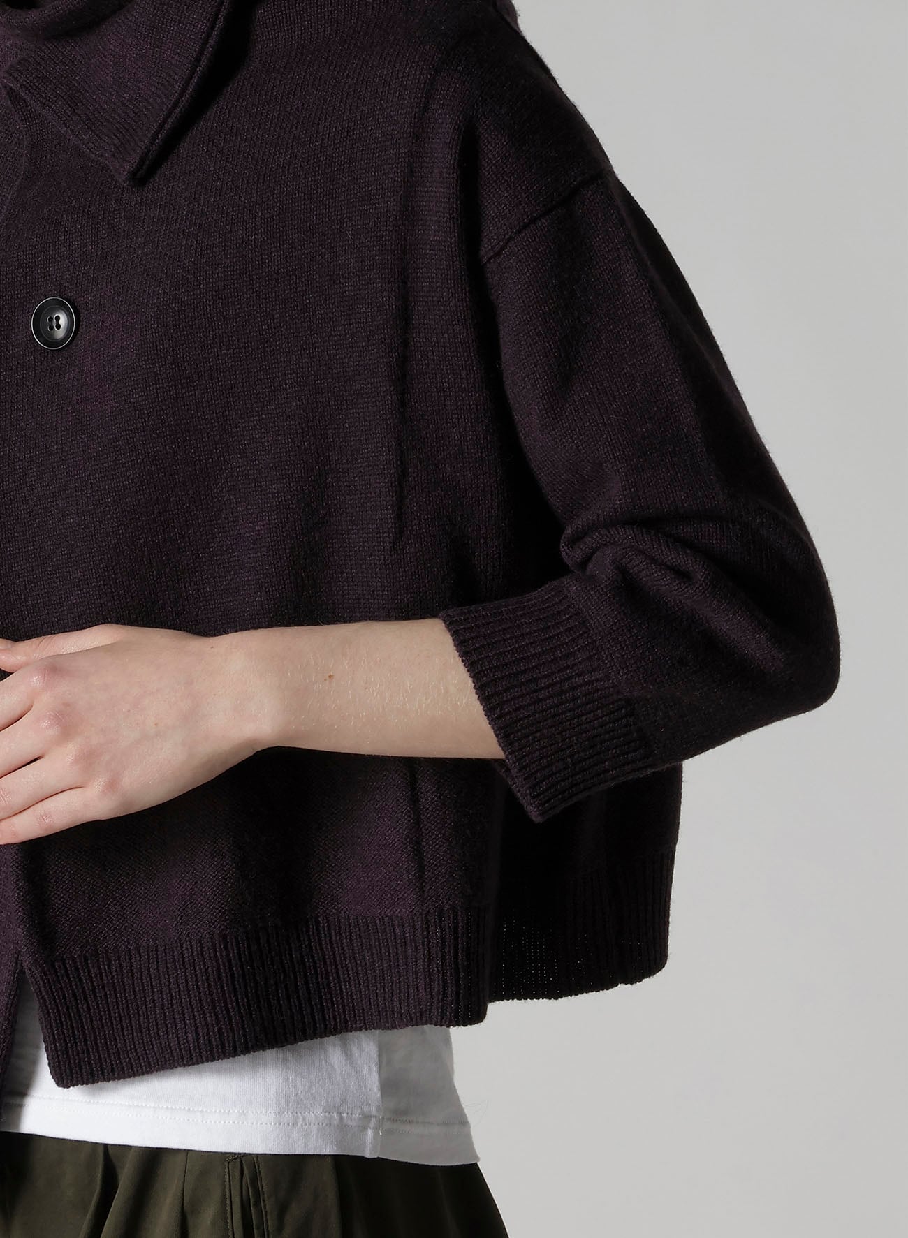 WOOL JERSEY SNAP BUTTON CARDIGAN