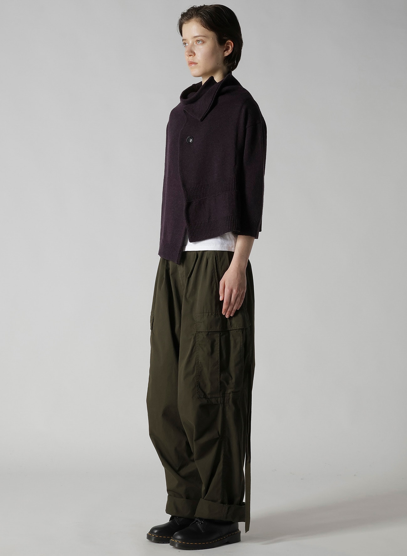 WOOL JERSEY SNAP BUTTON CARDIGAN