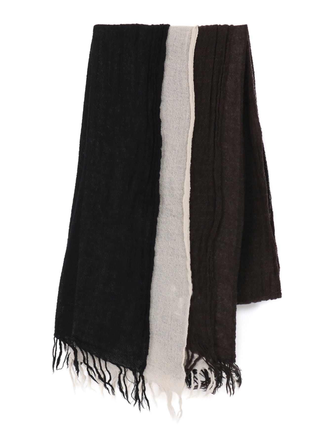 THREE-LAYERED WOOL SCARF(FREE SIZE Black): Y's｜THE SHOP