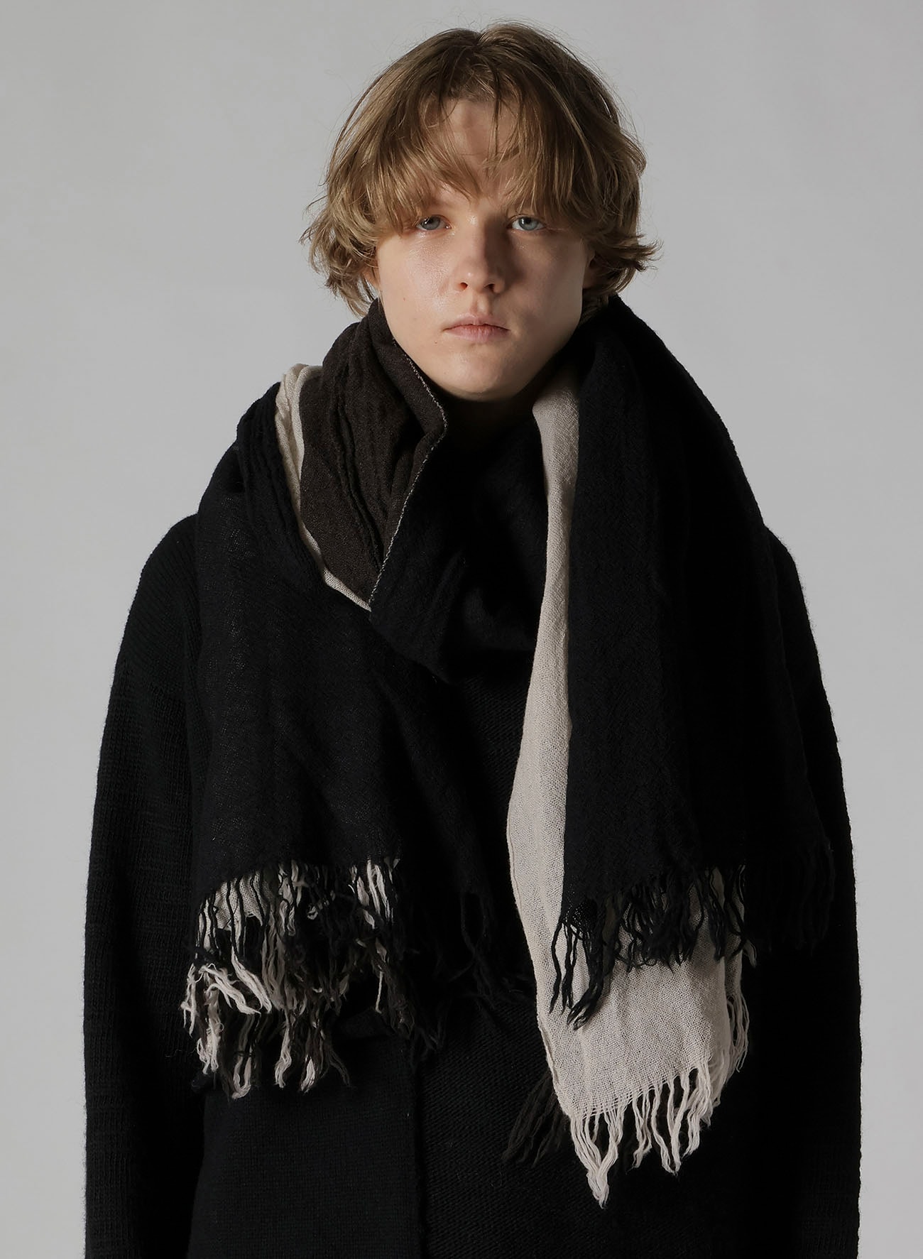 THREE-LAYERED WOOL SCARF
