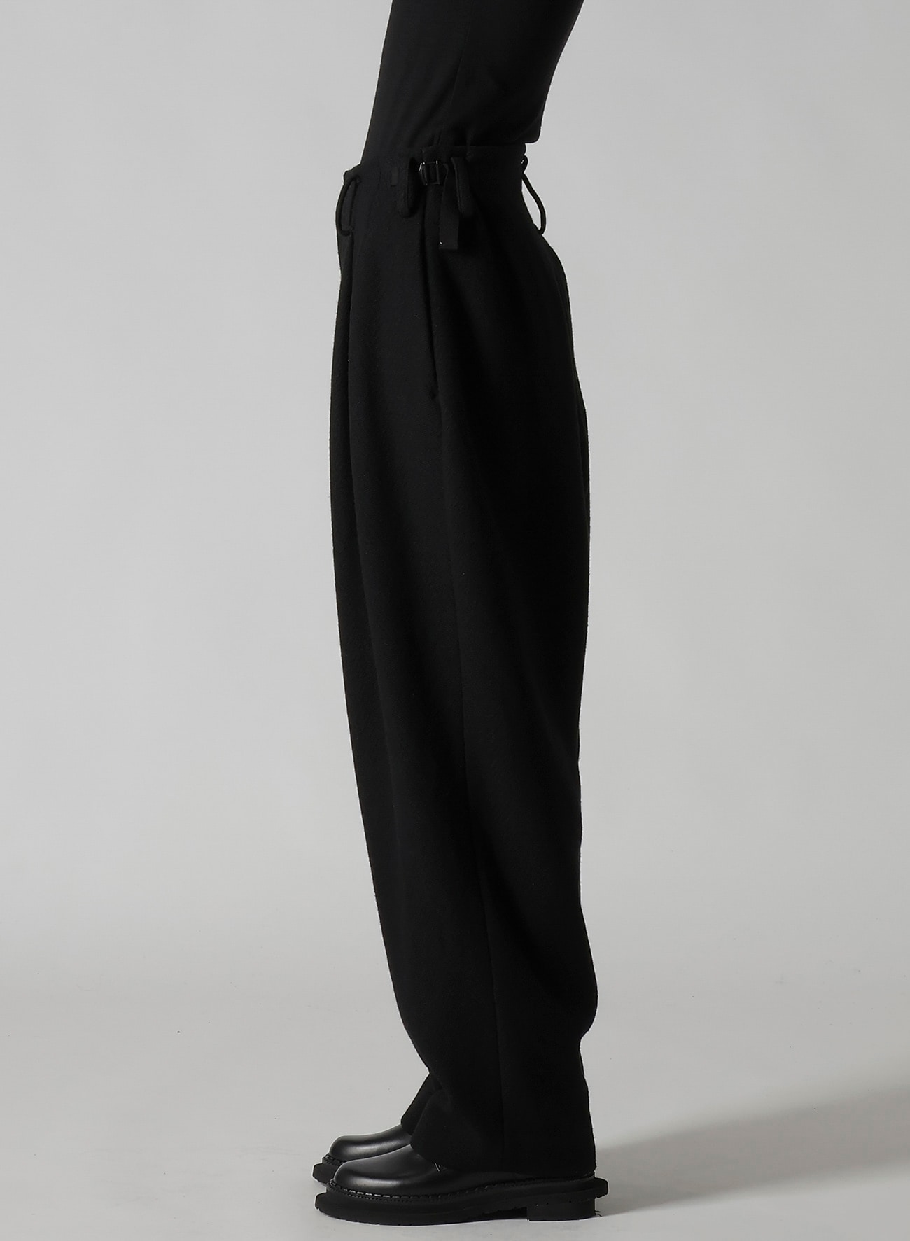 BIG HERRINGBONE DOUBLE TUCK WIDE PANTS