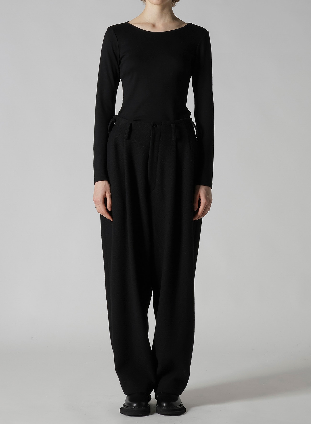 BIG HERRINGBONE DOUBLE TUCK WIDE PANTS