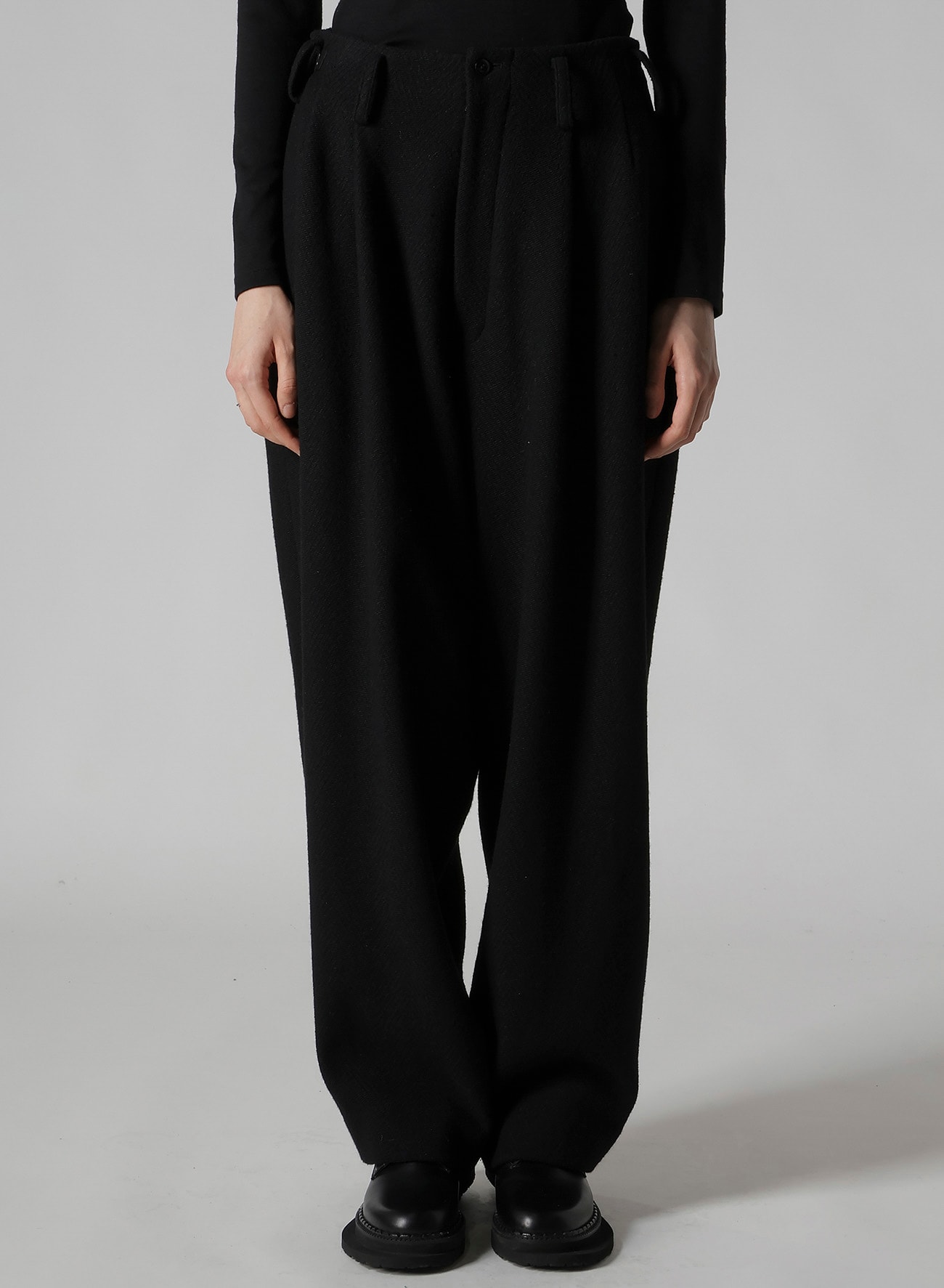 BIG HERRINGBONE DOUBLE TUCK WIDE PANTS