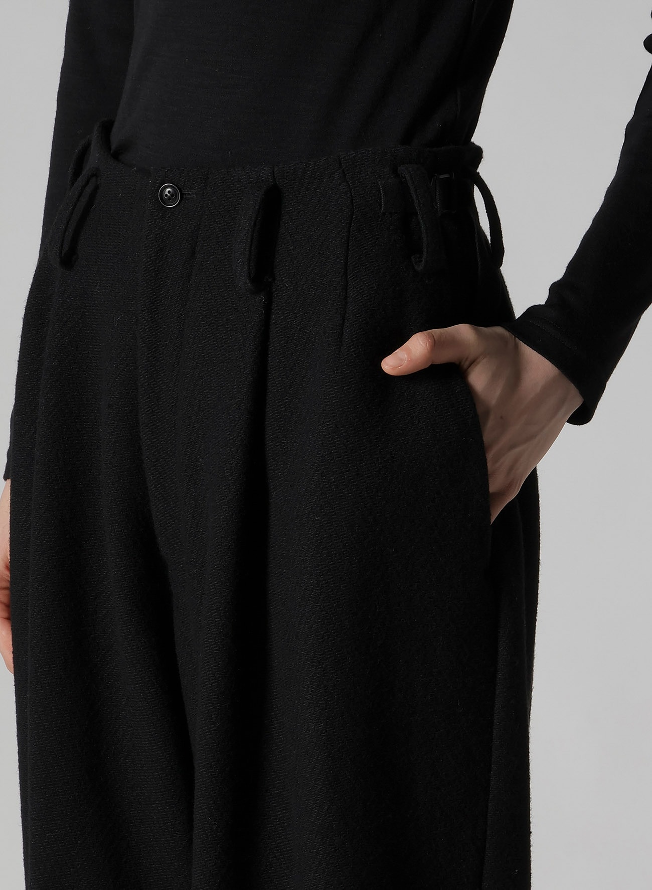 BIG HERRINGBONE DOUBLE TUCK WIDE PANTS