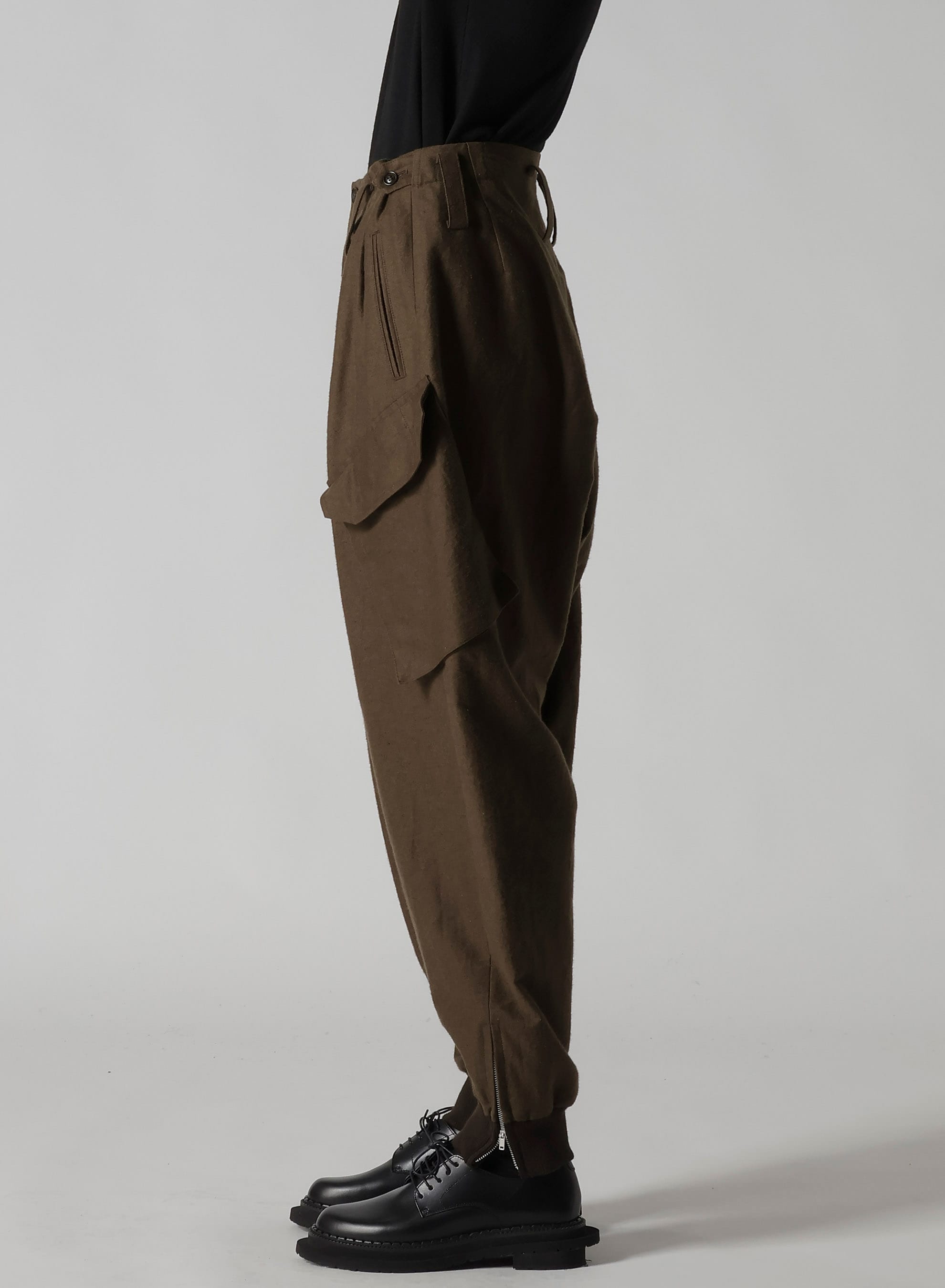 COTTON/FLAX MOLESKIN RIB HEM PANTS