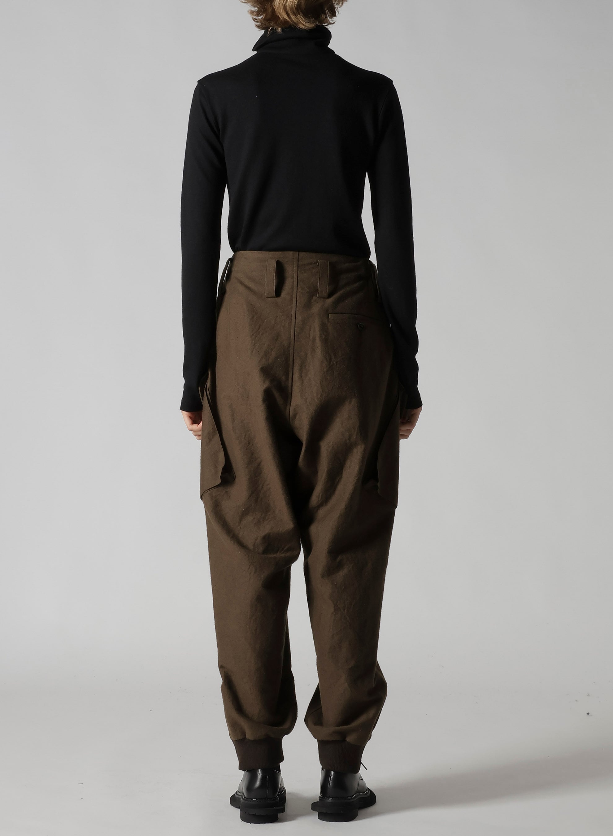 COTTON/FLAX MOLESKIN RIB HEM PANTS