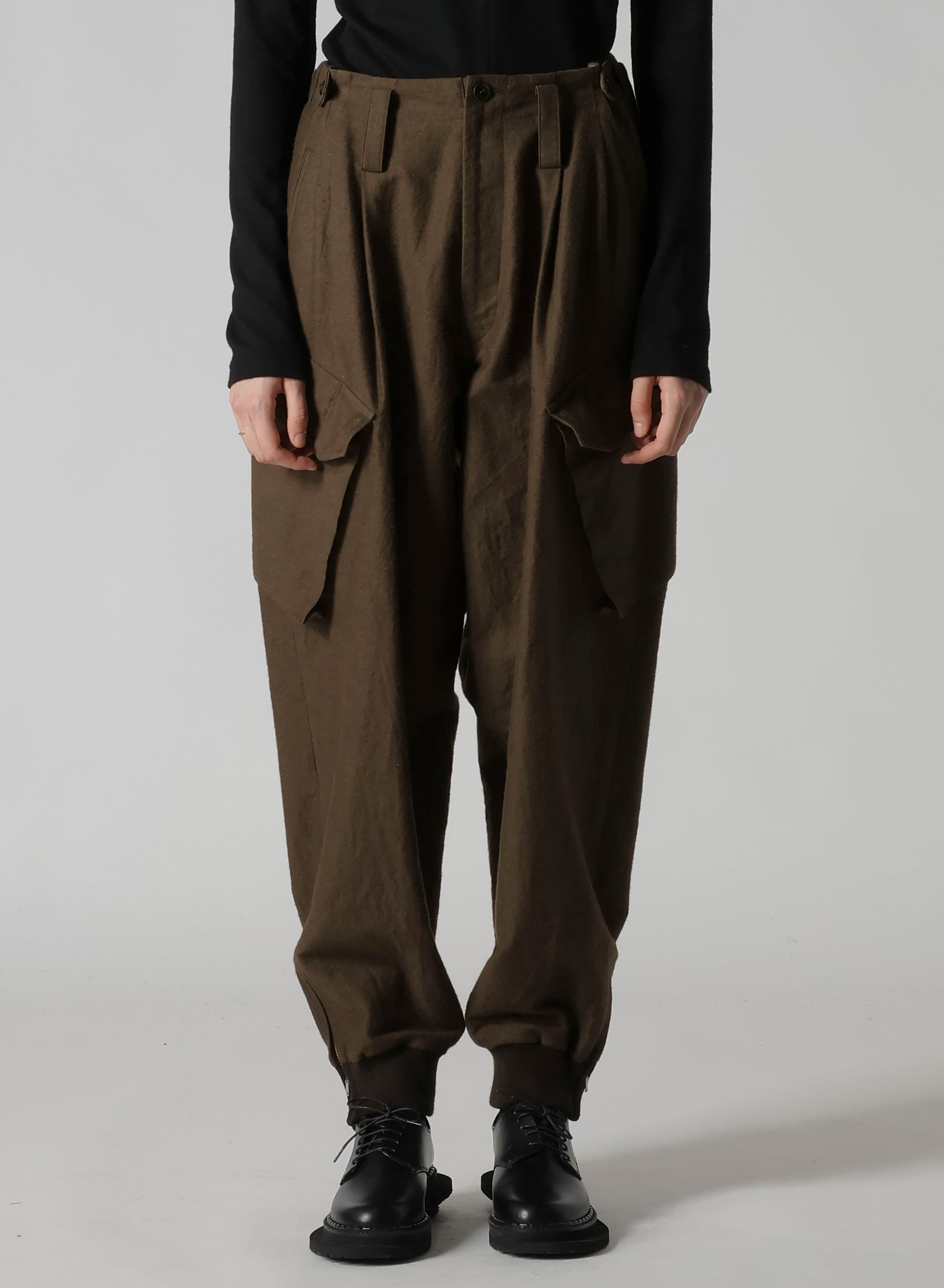 COTTON/FLAX MOLESKIN RIB HEM PANTS
