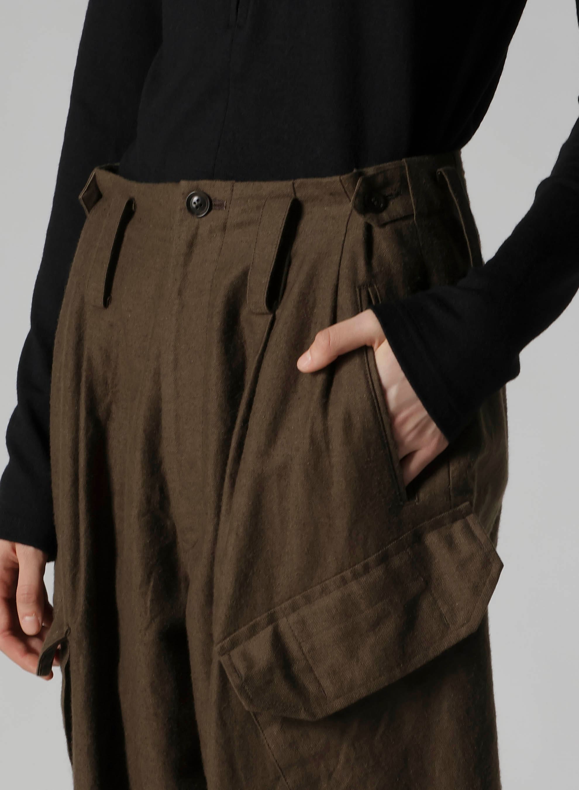 COTTON/FLAX MOLESKIN RIB HEM PANTS
