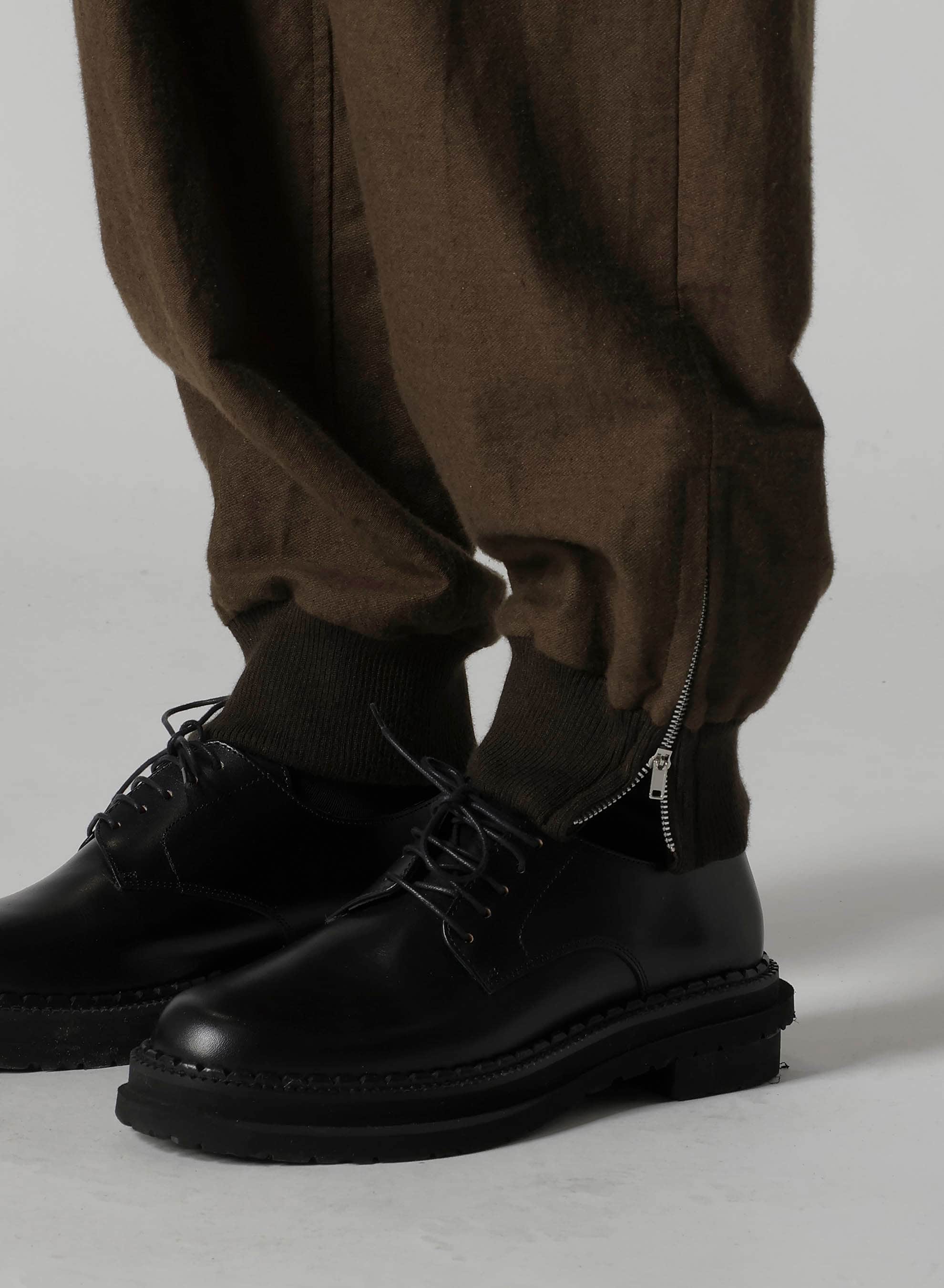 COTTON/FLAX MOLESKIN RIB HEM PANTS