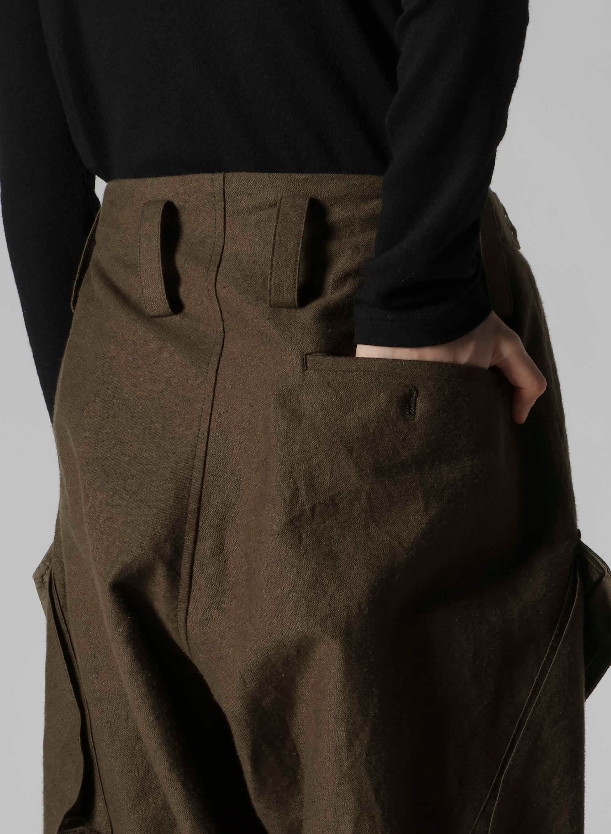 COTTON/FLAX MOLESKIN RIB HEM PANTS