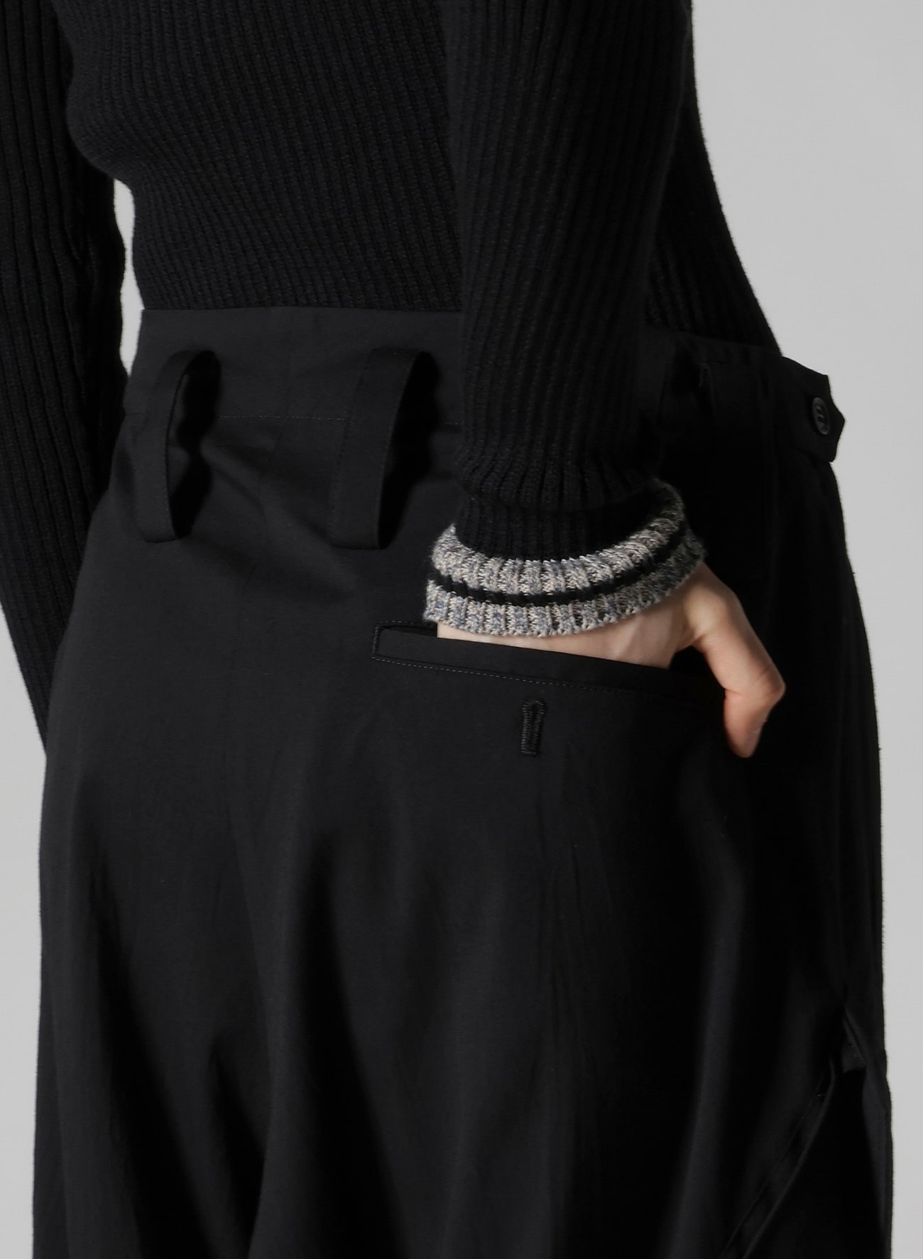WOOL BREND TWILL RIB HEM PANTS