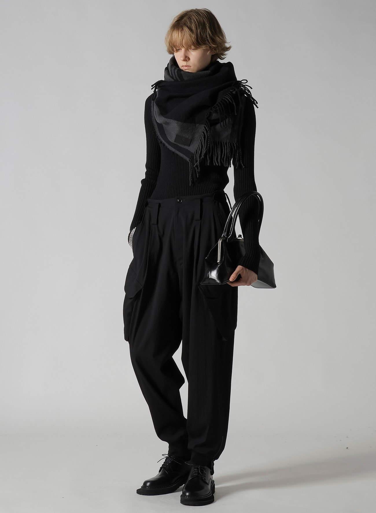 WOOL BREND TWILL RIB HEM PANTS