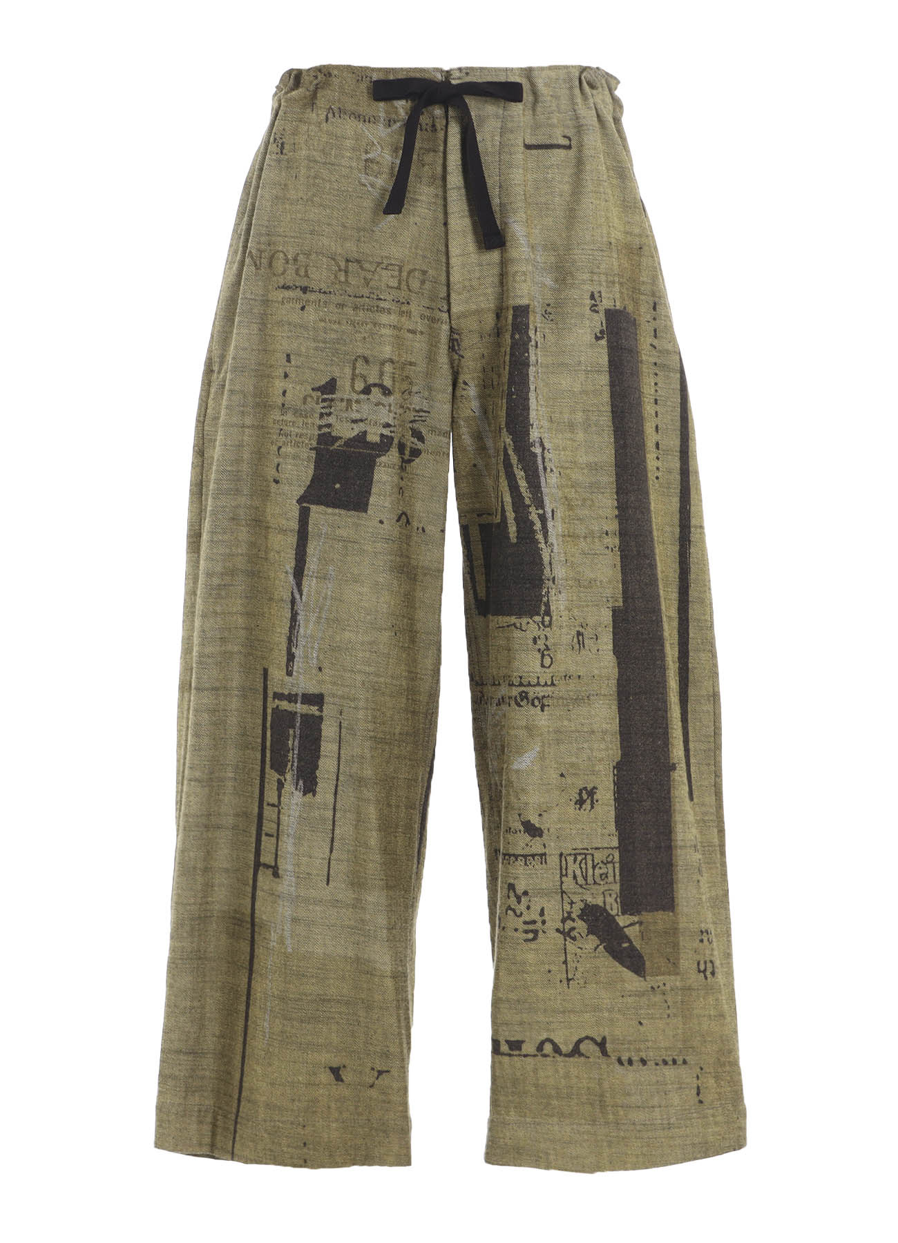 8OZ DENIM COLLAGE PRINT STRAIGHT STRING PANTS