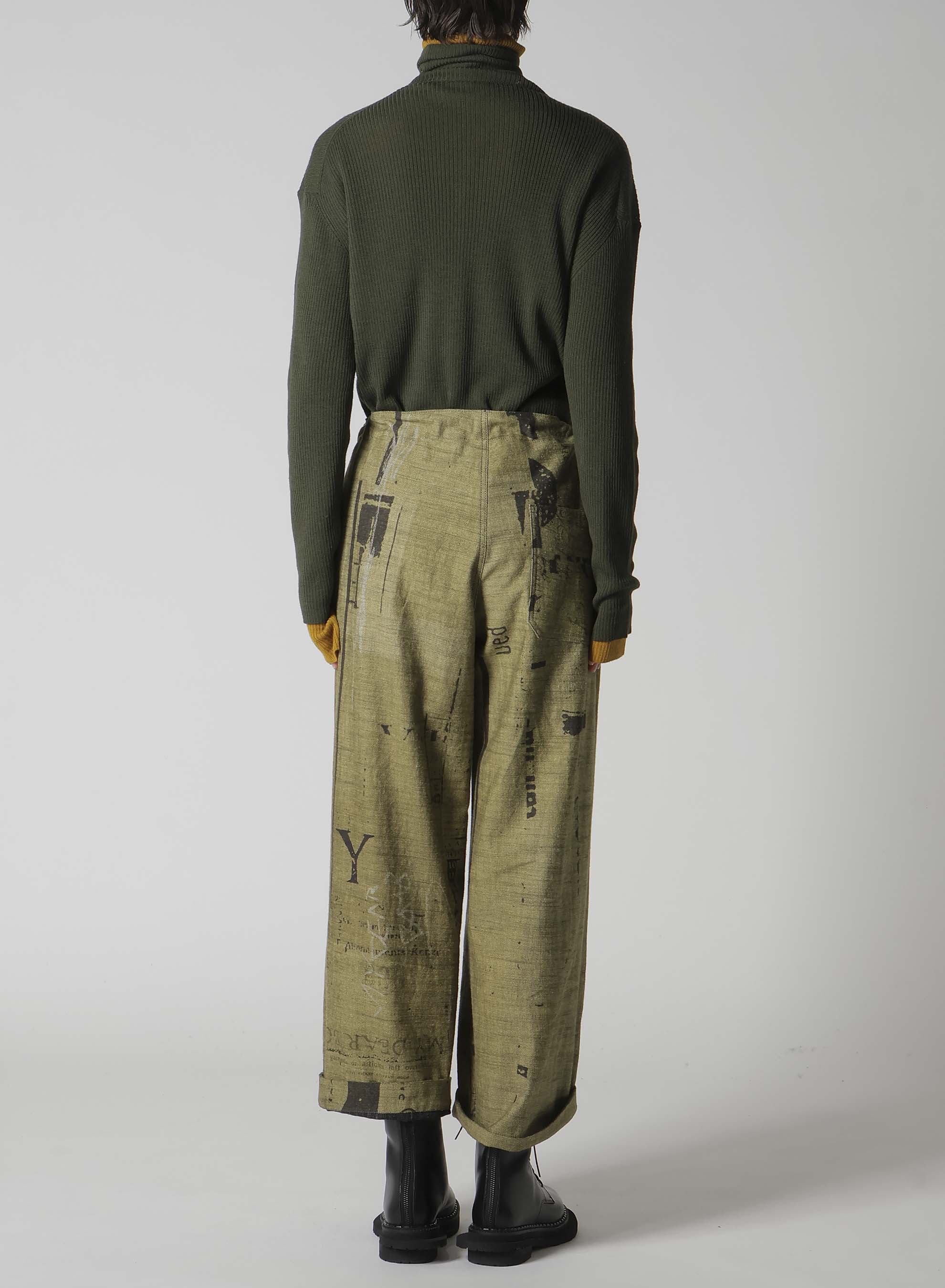 8OZ DENIM COLLAGE PRINT STRAIGHT STRING PANTS