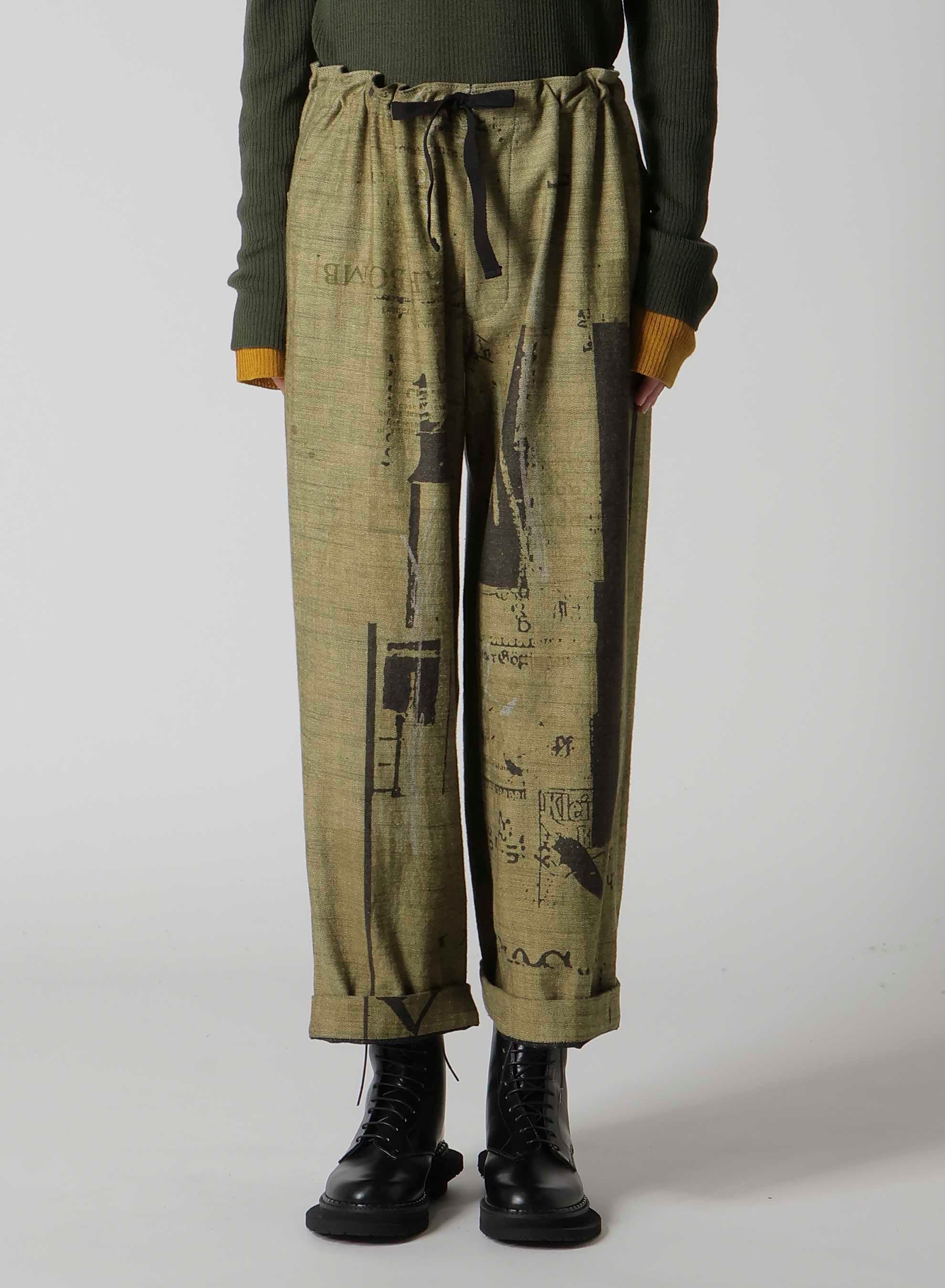 8OZ DENIM COLLAGE PRINT STRAIGHT STRING PANTS