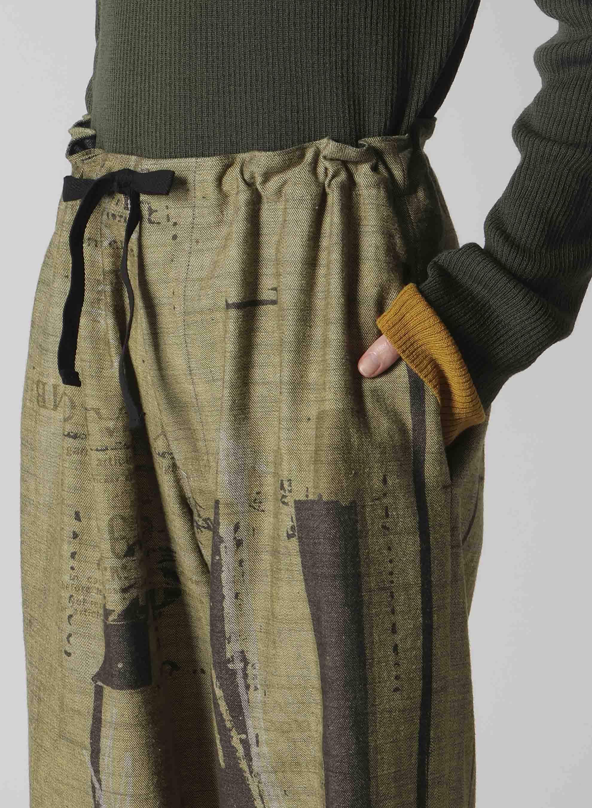 8OZ DENIM COLLAGE PRINT STRAIGHT STRING PANTS