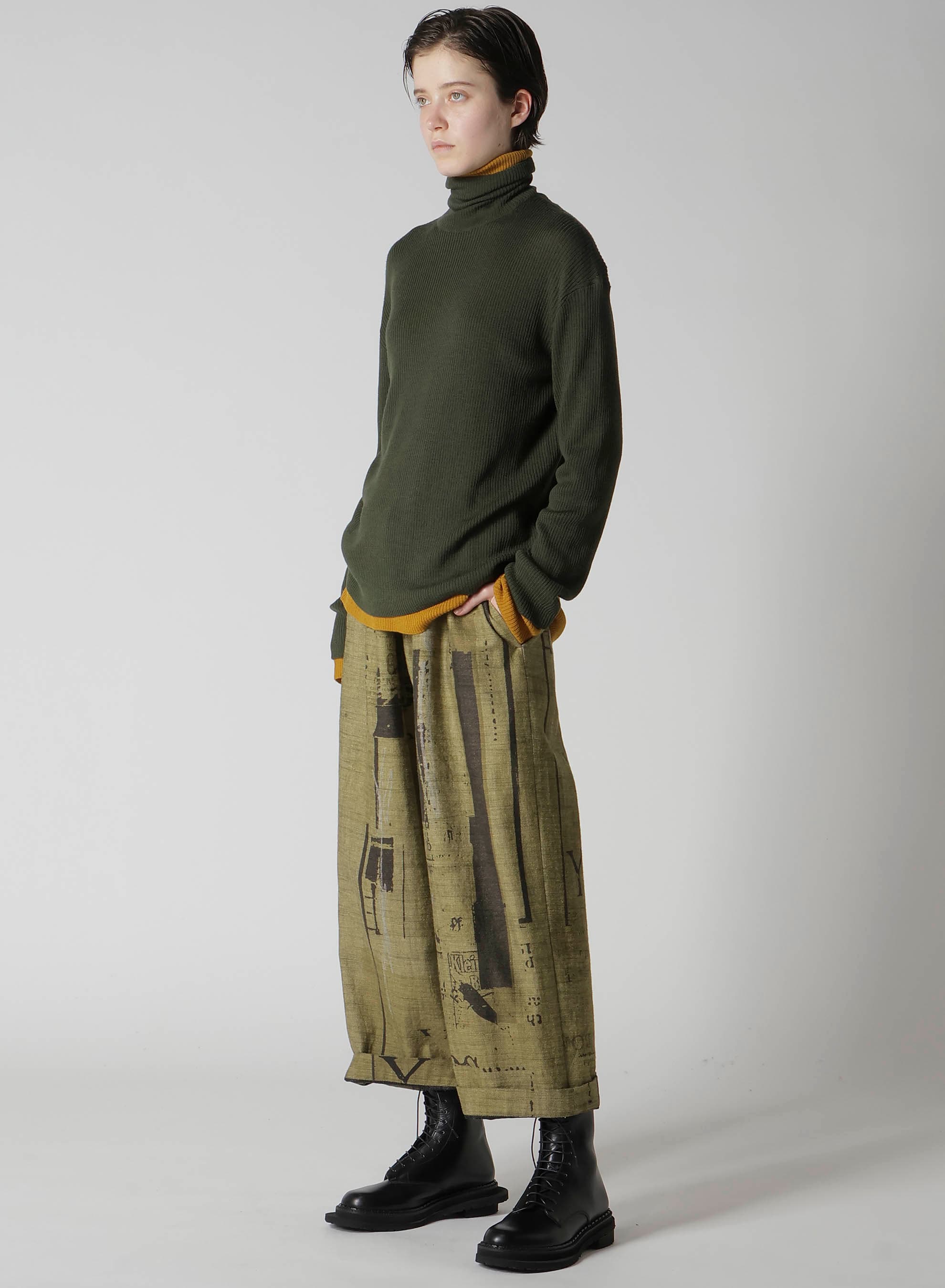 8OZ DENIM COLLAGE PRINT STRAIGHT STRING PANTS