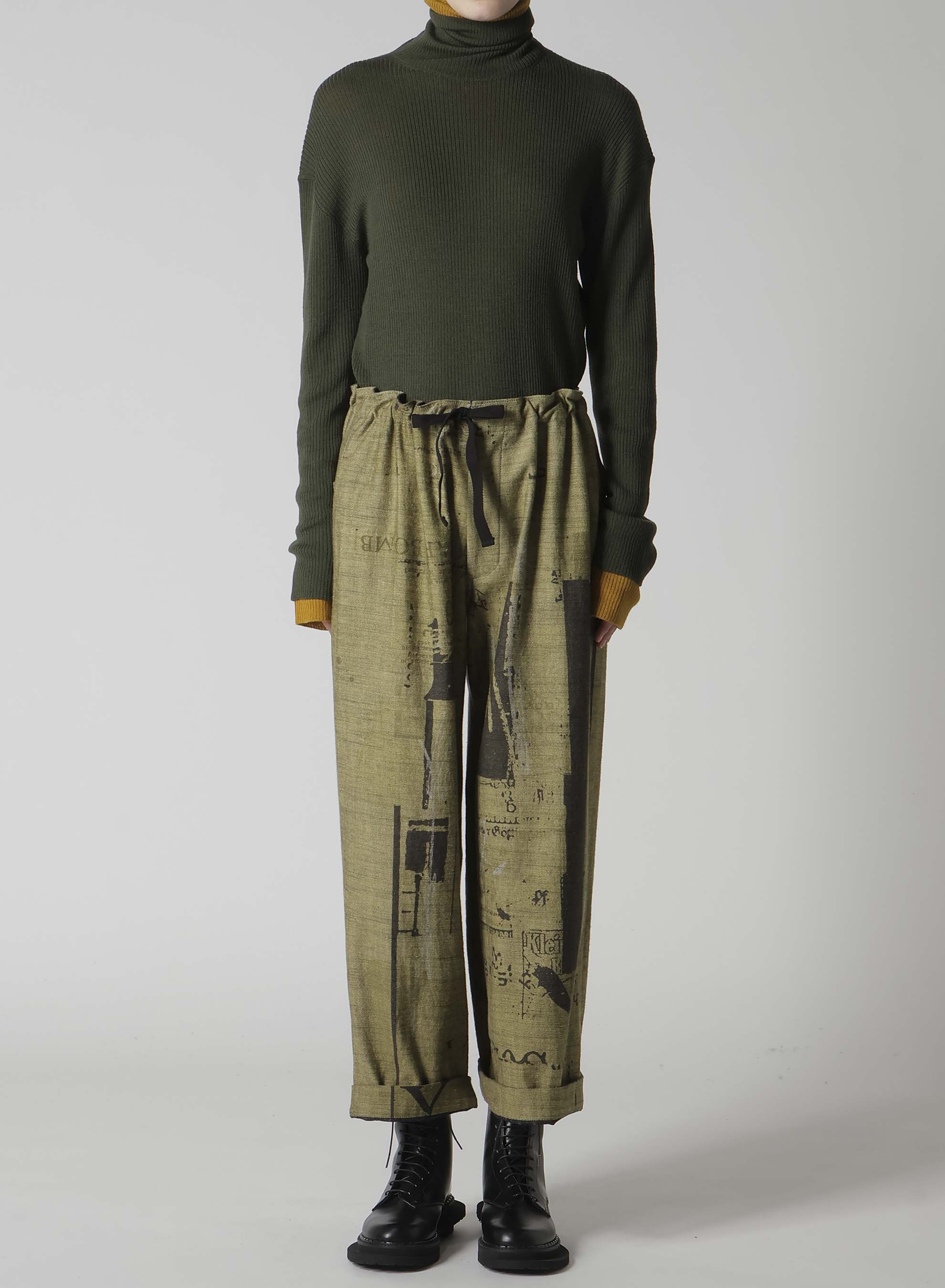 8OZ DENIM COLLAGE PRINT STRAIGHT STRING PANTS