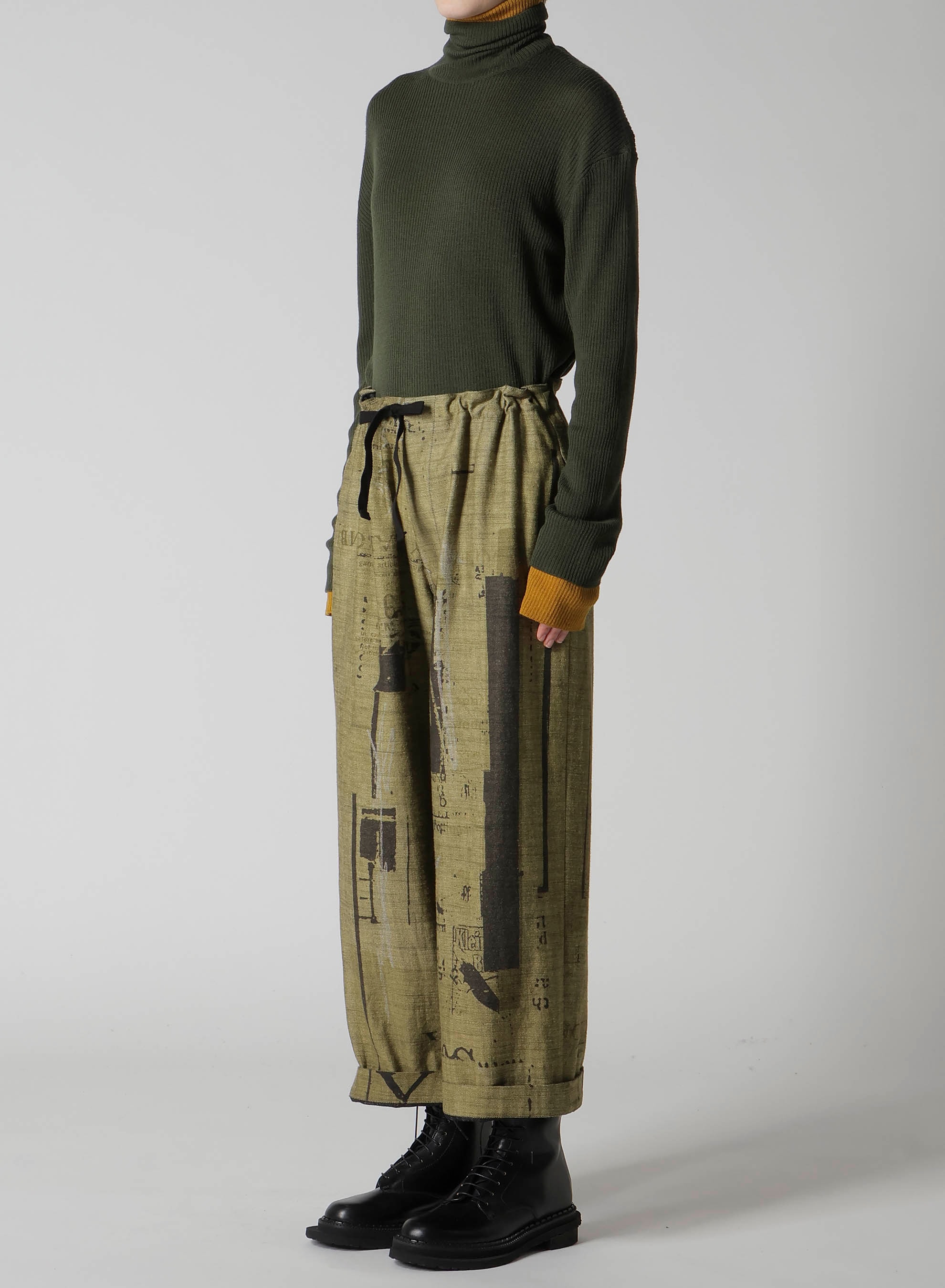 8OZ DENIM COLLAGE PRINT STRAIGHT STRING PANTS