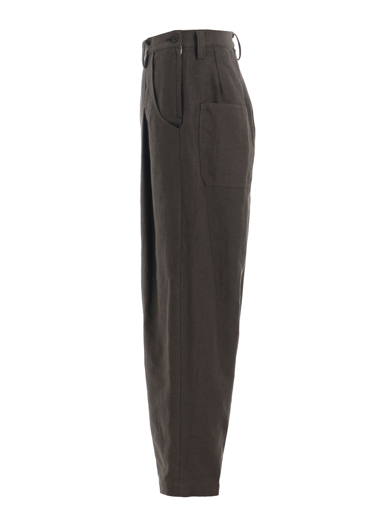 COTTON/FLAX MOLESKIN TUCKED PANTS