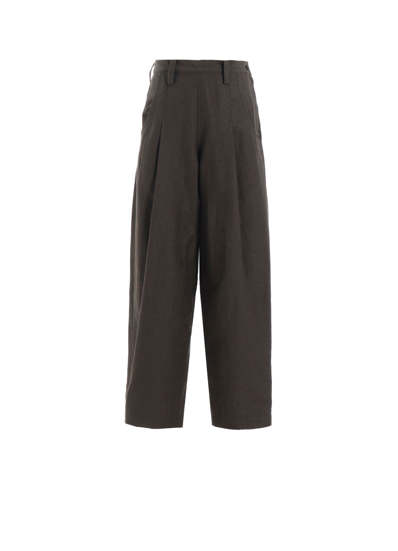 COTTON/FLAX MOLESKIN TUCKED PANTS