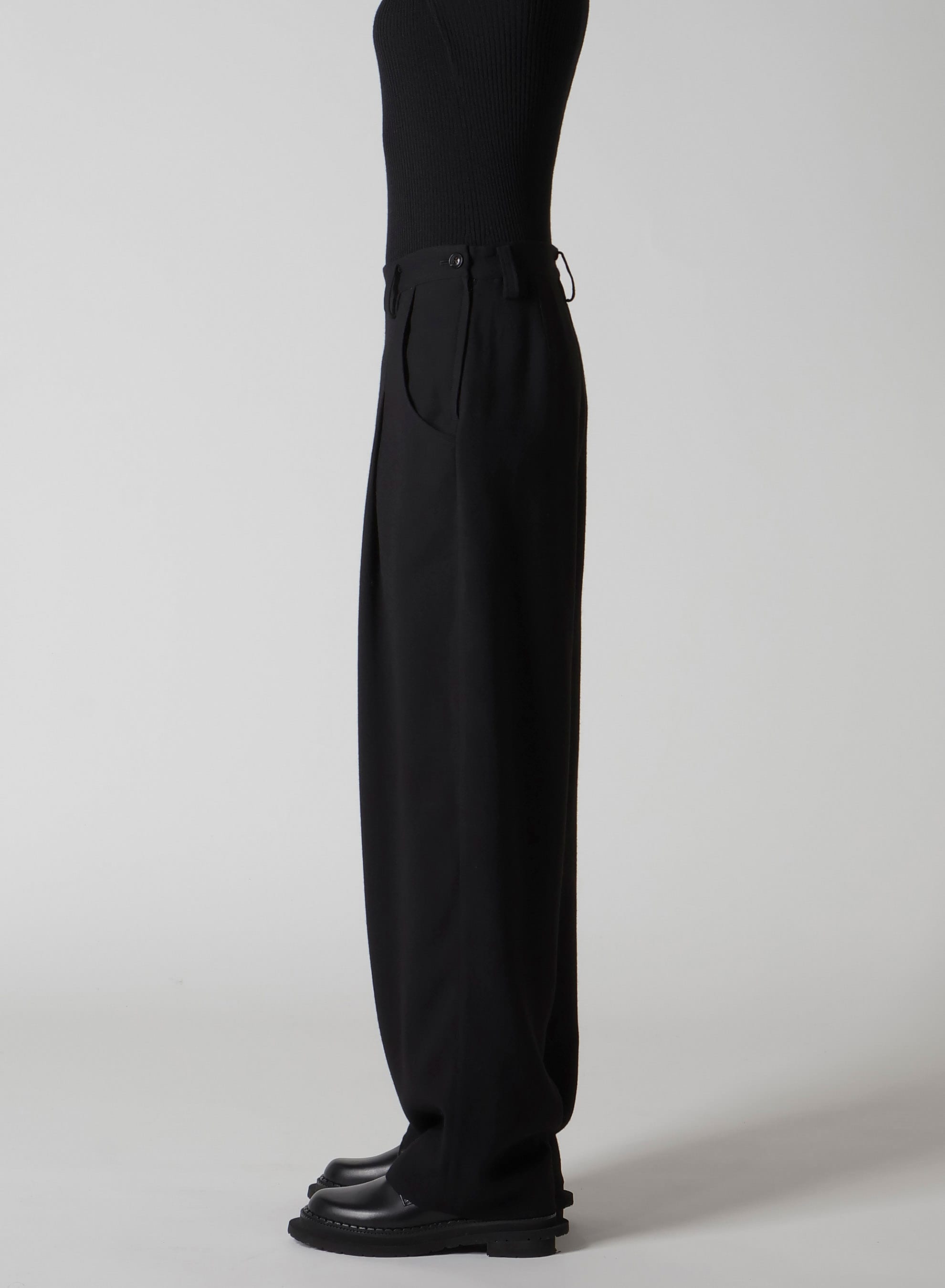 W/RY WASHER PROCESSED GAUZE SINGLE TUCK PANTS
